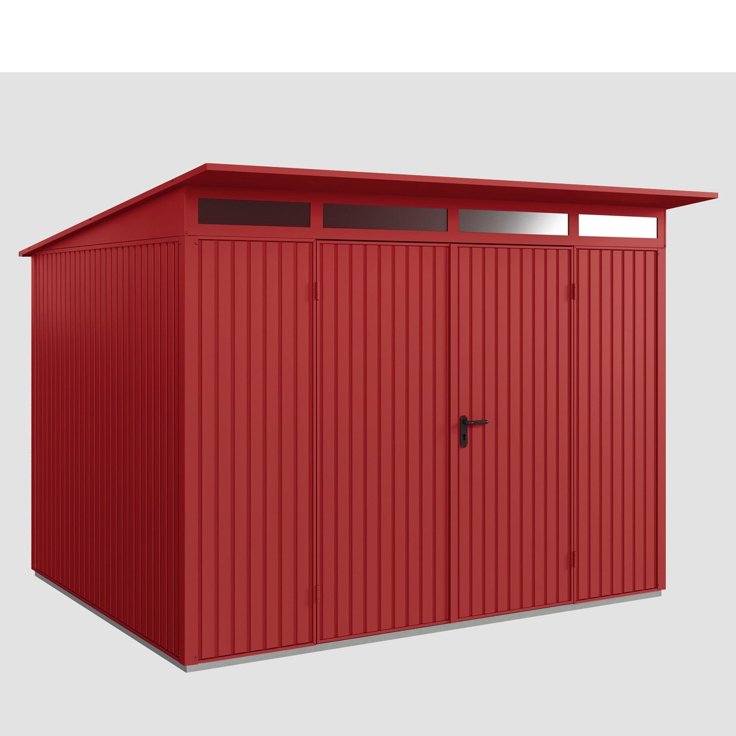 Hörmann Ecostar Gerätehaus Metall-Gerätehaus Trend mit Pultdach Typ 3, 2-flüglige Tür, witterungsbeständig, ohne scharfe Kanten