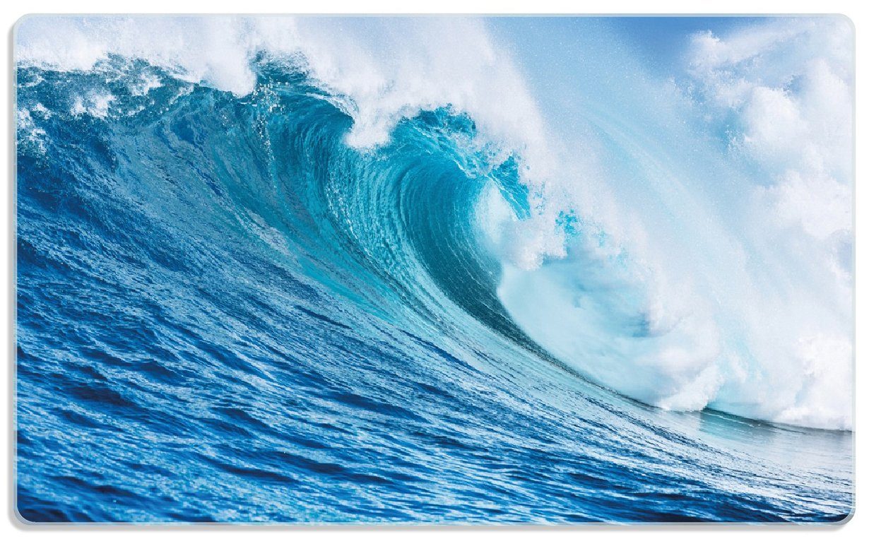 Wallario Frühstücksbrett Eindrucksvolle Welle im Ozean, ESG-Sicherheitsglas, (inkl. rutschfester Gummifüße 4mm, 1-St), 14x23cm