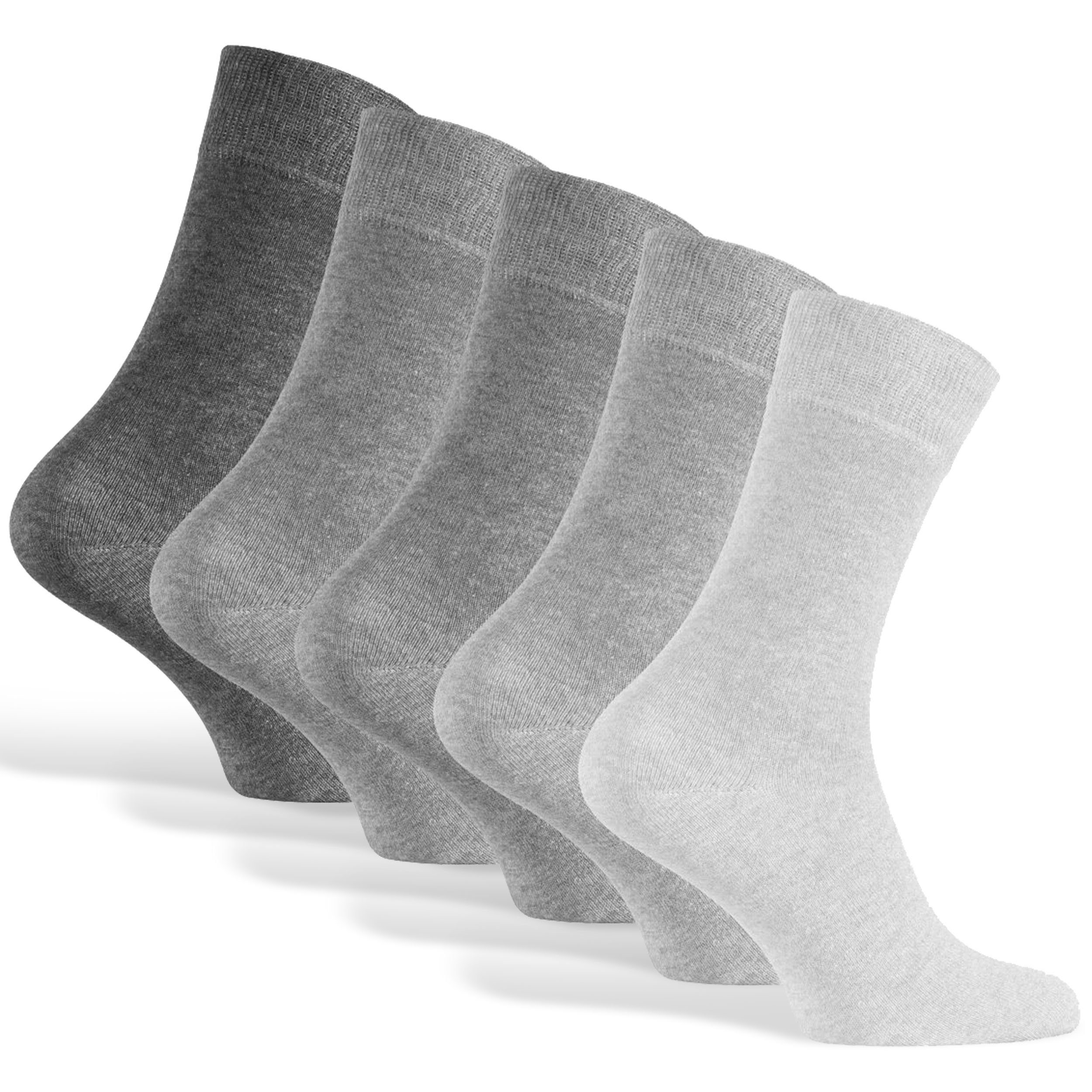 Reslad Langsocken Reslad Business Socken (10 Paar) Damen & Herren bequeme Baumwolle (10-Paar) Herrensocken ohne drückende Naht grautöne