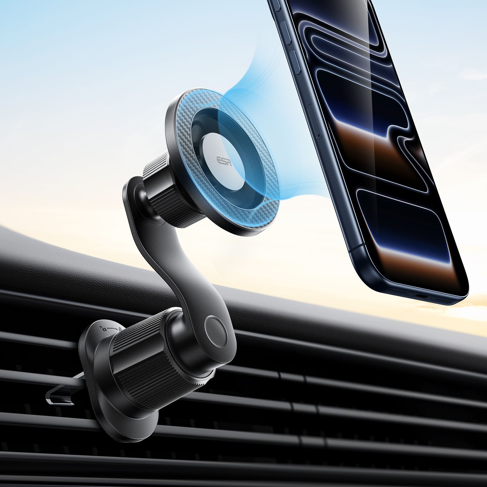 ESR Handy-Halterung OmniLock Magnetic Car Mount für Lüftungsschlitze, (für 10-32mm Lüftungsschlitzen, 360° Drehfunktion)