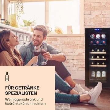 Klarstein Weinkühlschrank Bodega 18 Duo+, für 18 Standardflaschen á 0,75l,Wein Flaschenkühlschrank Weintemperierschrank Weinschrank Kühlschrank