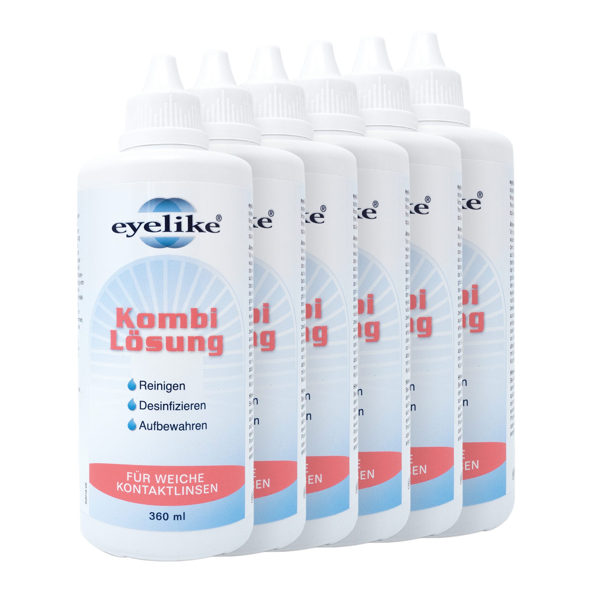 eyelike Kontaktlinsenflüssigkeit Eyelike Kombi-Lösung 6x360 ml – All-in-One Pflege für Kontaktlinsen