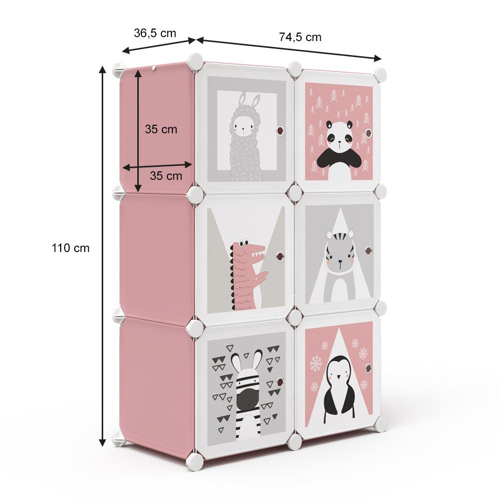 Kleiderschrank Steckregal Andy Bücherregal 6 Fächer rosa modular Vicco