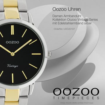 OOZOO Quarzuhr Oozoo Damen Armbanduhr silber gold Analog, (Analoguhr), Damenuhr rund, mittel (ca. 34mm) Edelstahlarmband, Fashion-Style