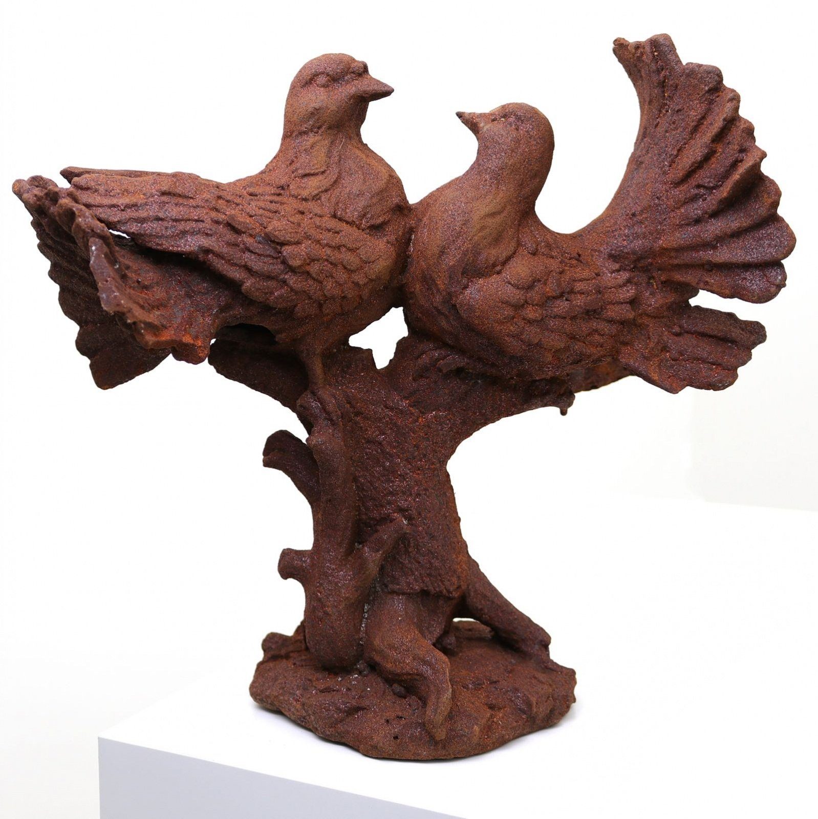 Aubaho Gartenfigur Skulptur Turteltauben Vogel Rost Statue Tauben Eisen 30cm Figur Liebe
