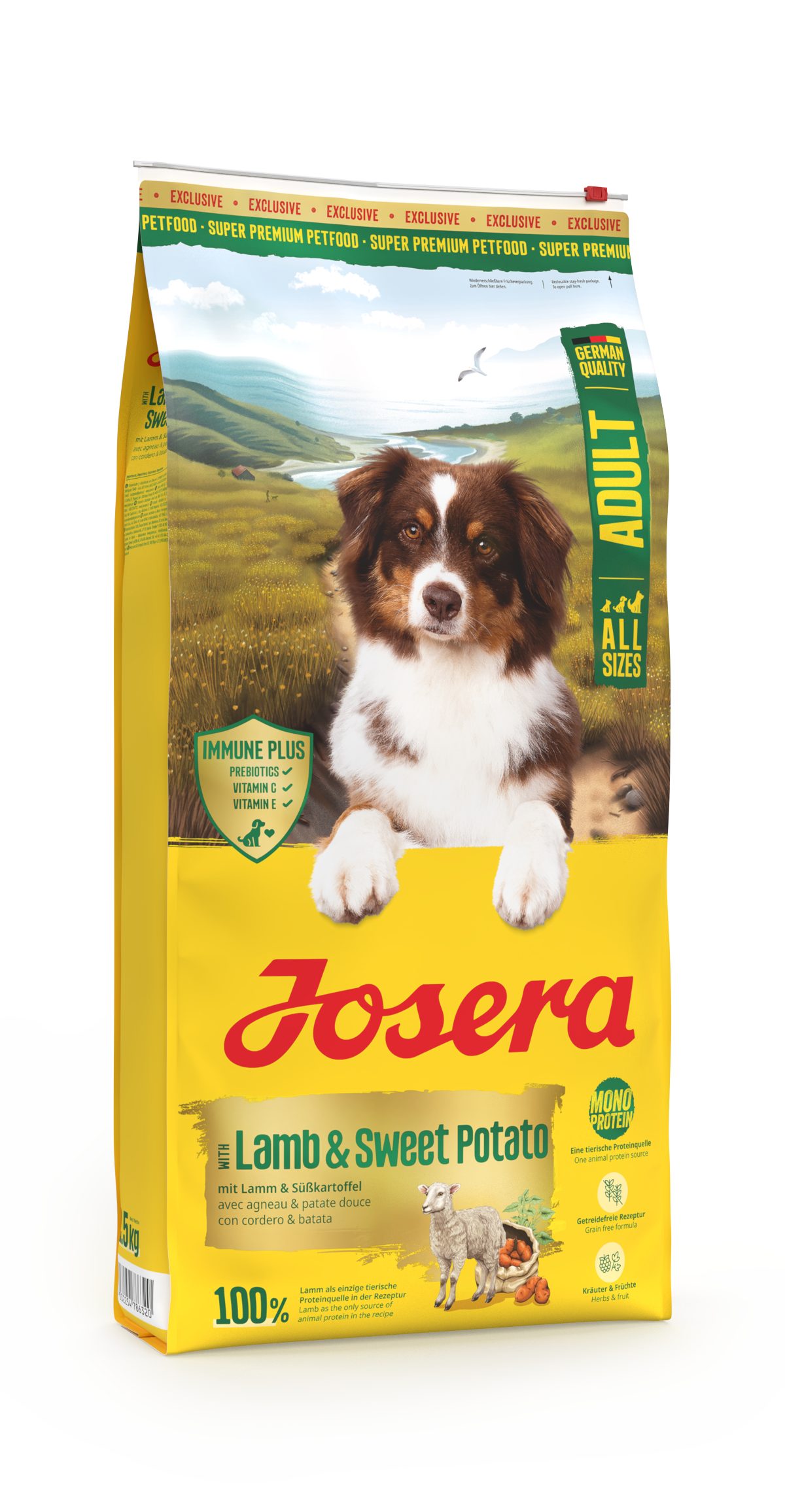 Josera Lamb & Sweet Potato 12,5kg, Trockenfutter für: Hunde, Adult All Size, für ausgewachsene Hunde aller Größen