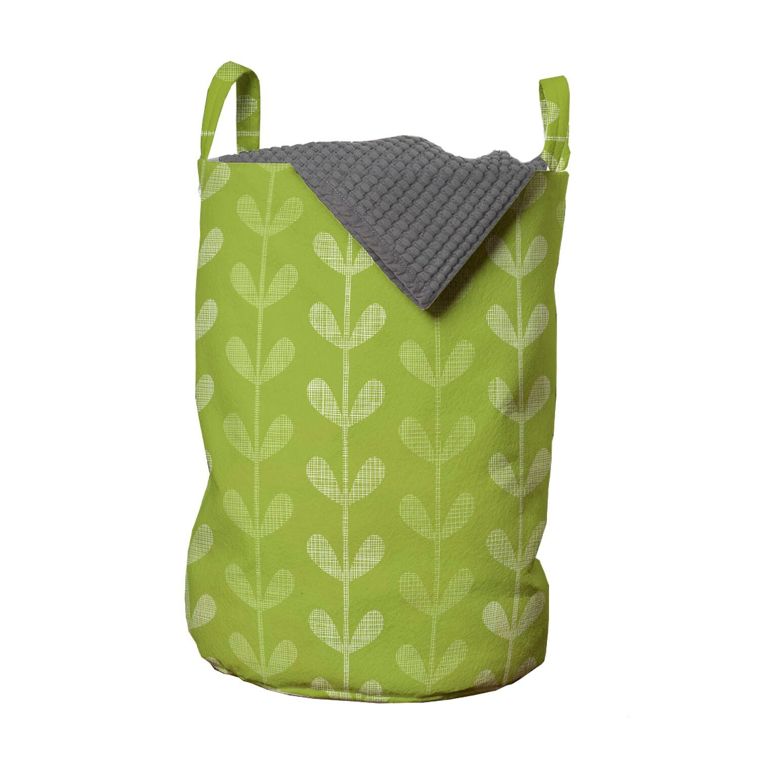Abakuhaus Wäschesäckchen Wäschekorb mit Griffen Kordelzugverschluss für Waschsalons, Botanisch Vertikal Natur Blätter