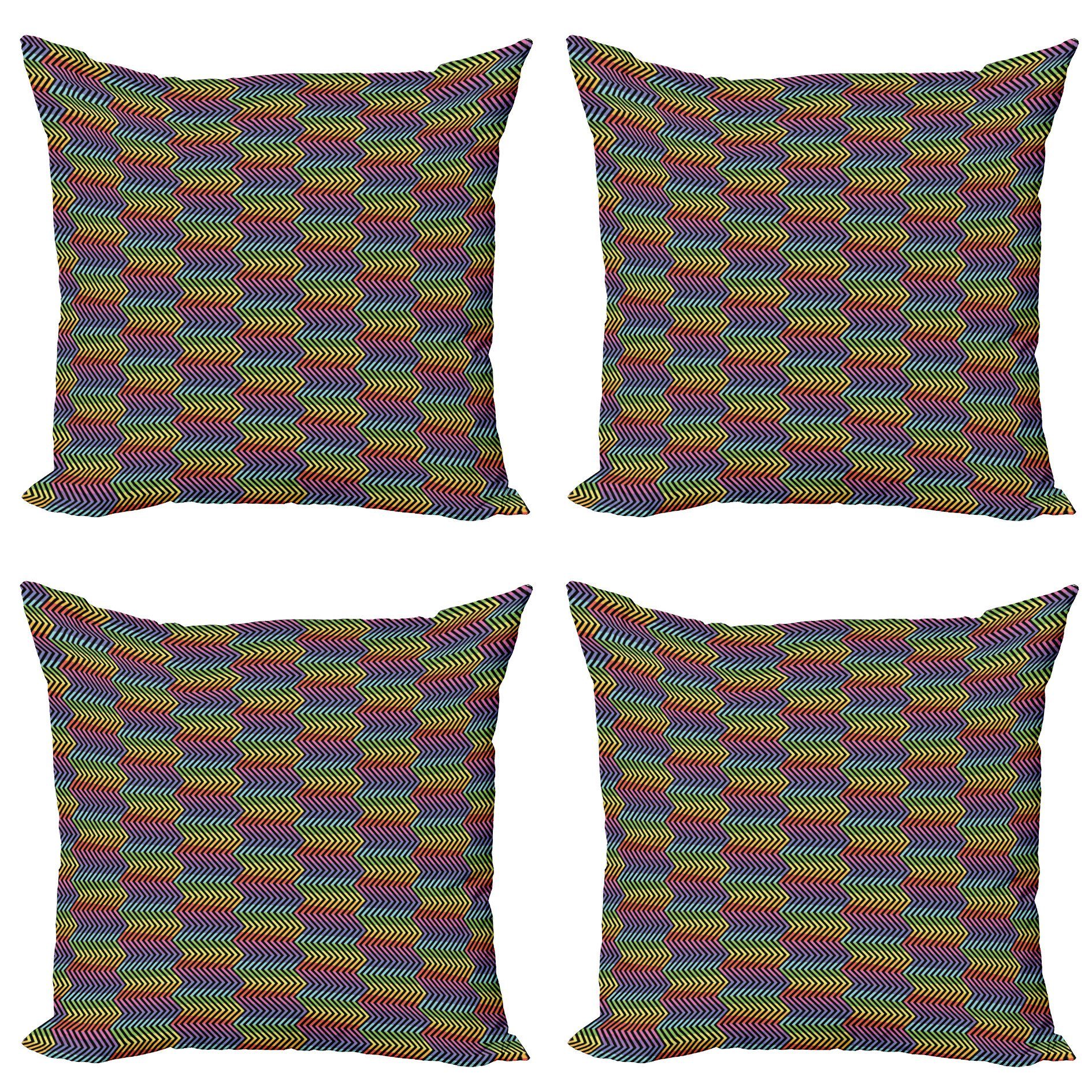 Kissenbezüge Modern Accent Doppelseitiger Digitaldruck, Abakuhaus (4 Stück), Winkel Abstrakt Kontrast-Farben