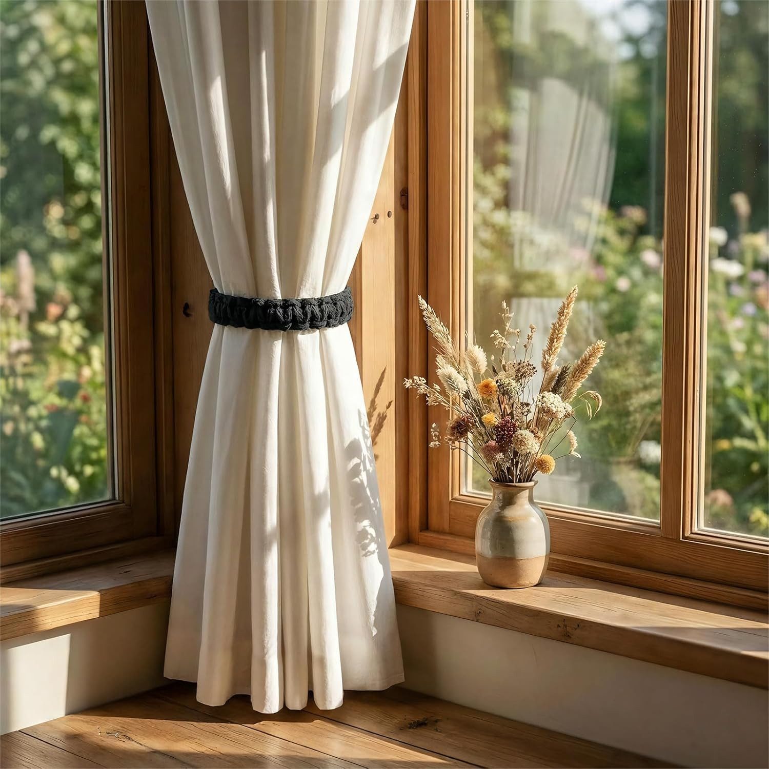 FOUORTUNATE-BEE Raffhalter Boho Gardinenhalter 4er Set für Zuhause und Büro, (4-tlg), Dekorative Boho Vorhangbinder für Innen- und Außenbereich