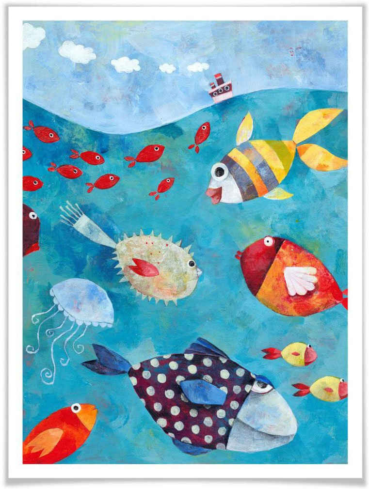Wall-Art Poster »Märchen Wandbilder Fische im Meer«, Fisch & Meeresfrüchte (1 St), Poster, Wandbild, Bild, Wandposter