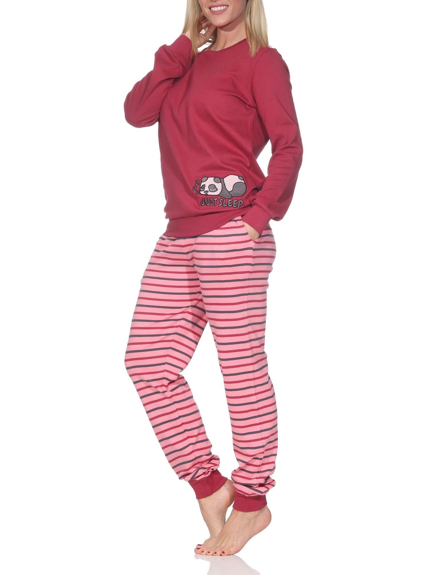 Normann Pyjama Normann Damen Schlafanzug in Kuschel Interlock Qualität + Tiermotiv