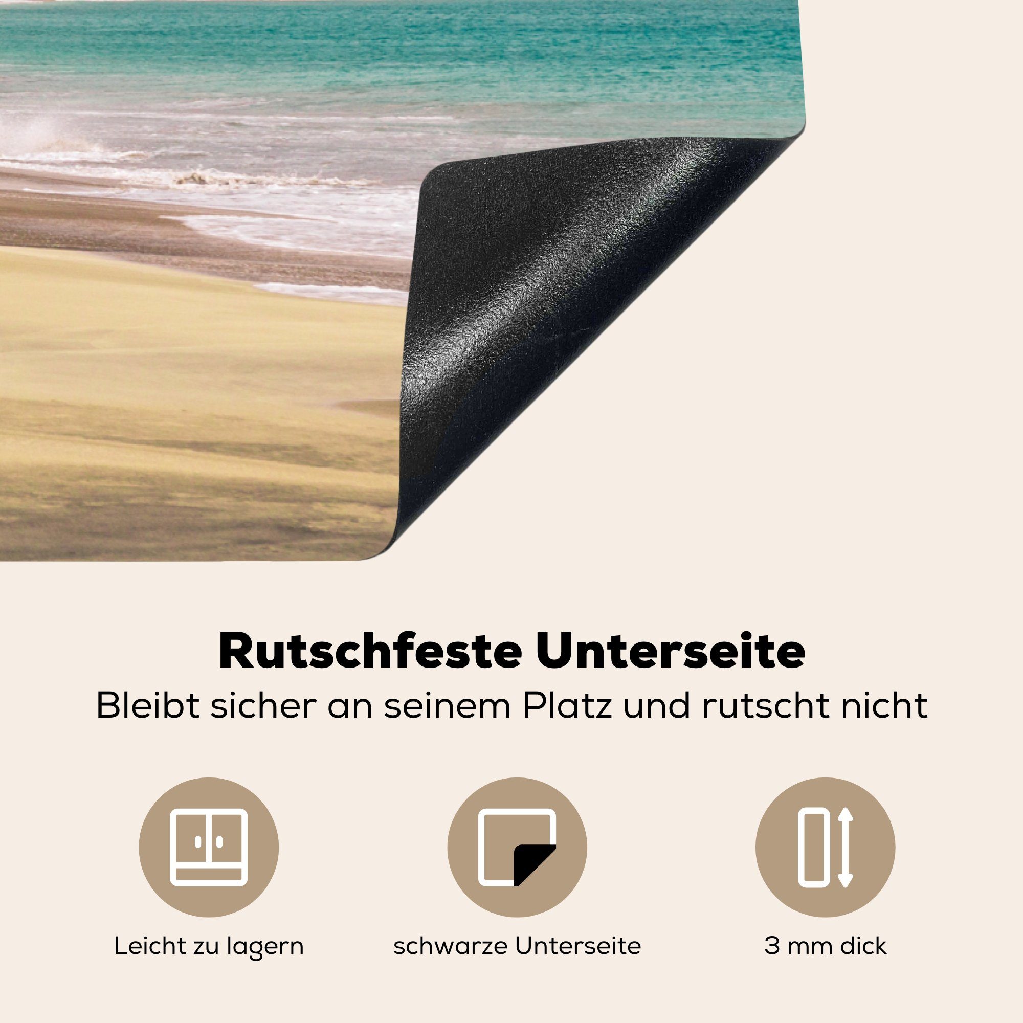 - die tlg), cm, Kap Herdblende-/Abdeckplatte 81x52 Meer Strand Induktionskochfeld küche, MuchoWow Schutz für (1 - Vinyl, Verde, Ceranfeldabdeckung