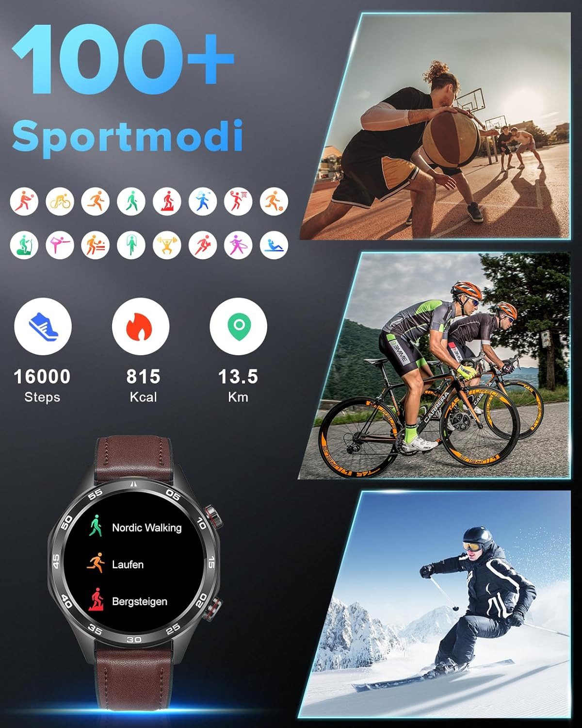 MEGALITH Smart Watch i118 Smartwatch (3,8 cm, android ios)