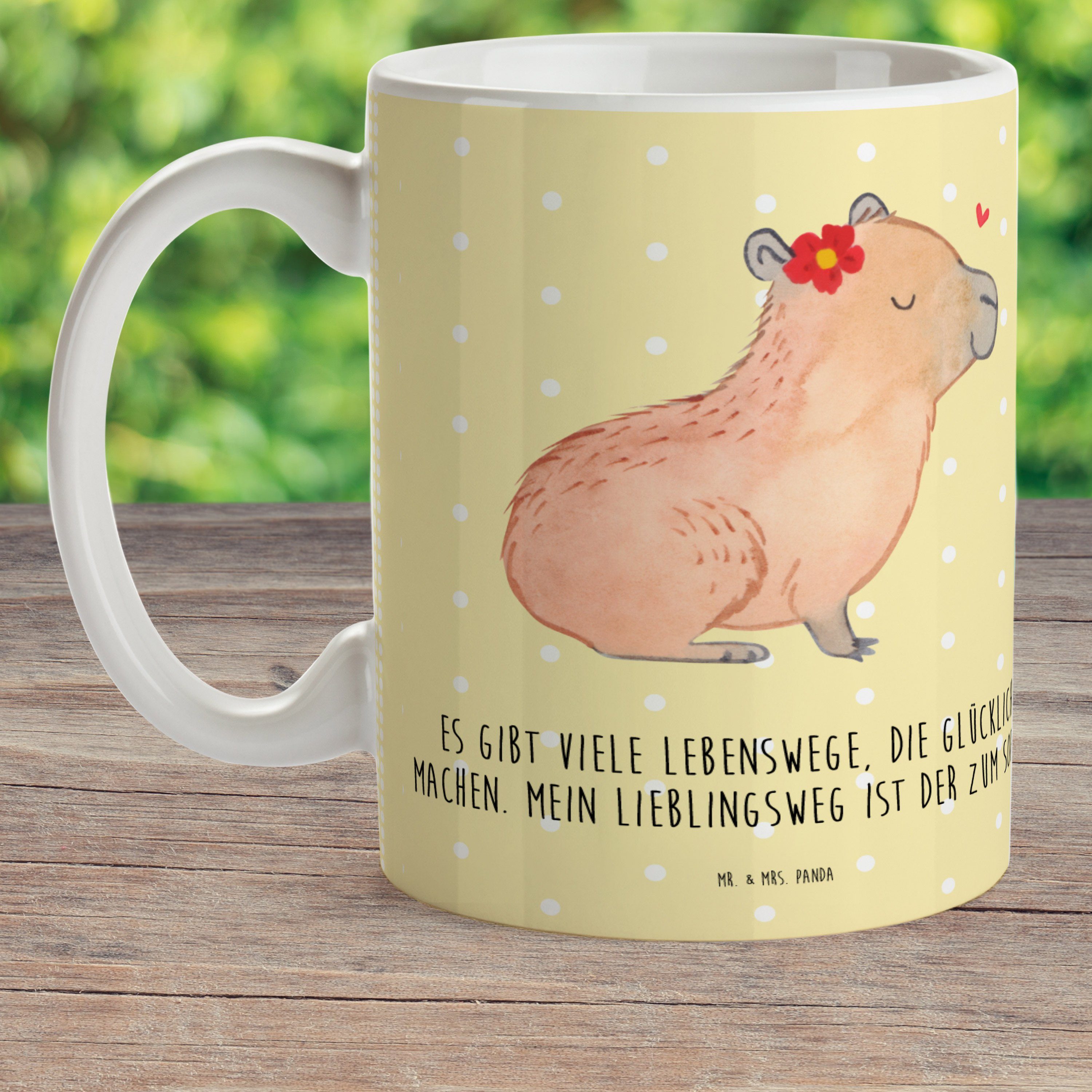Blume Tasse, Kunststoff Pastell Capybara Geschenk, Kinderbecher Mr. Kindergartenbecher, - - Panda Mrs. Gelb &