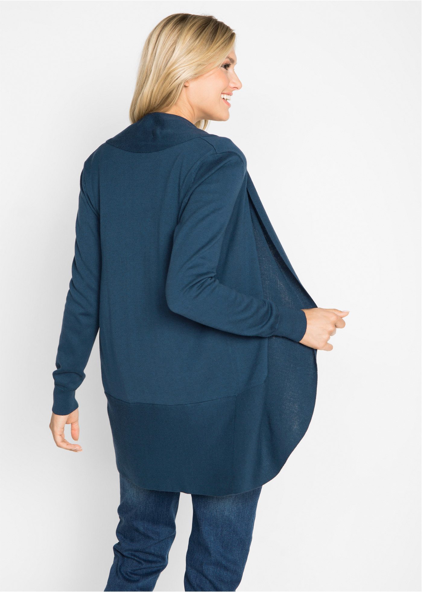 bonprix Strickjacke mit Wasserfallkragen und ohne Verschluss günstig online kaufen