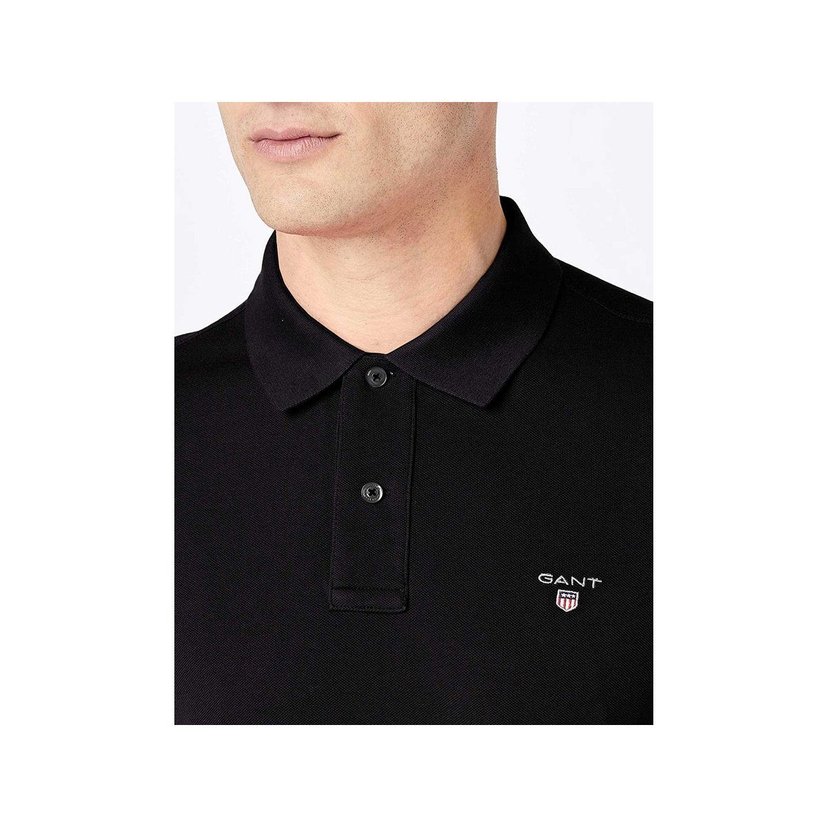 Gant Rundhalsshirt (1-tlg) schwarz regular