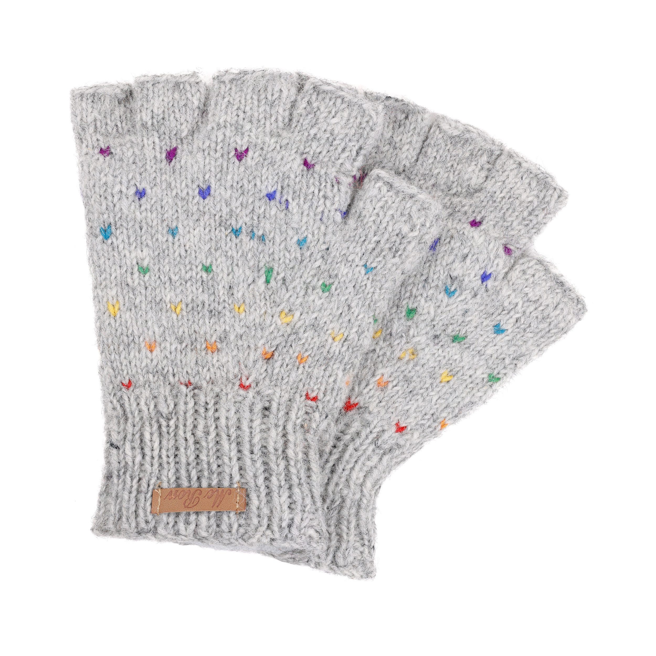 McRon Strickhandschuhe Fingerlose Handschuhe Modell Nirma Regenbogen günstig online kaufen