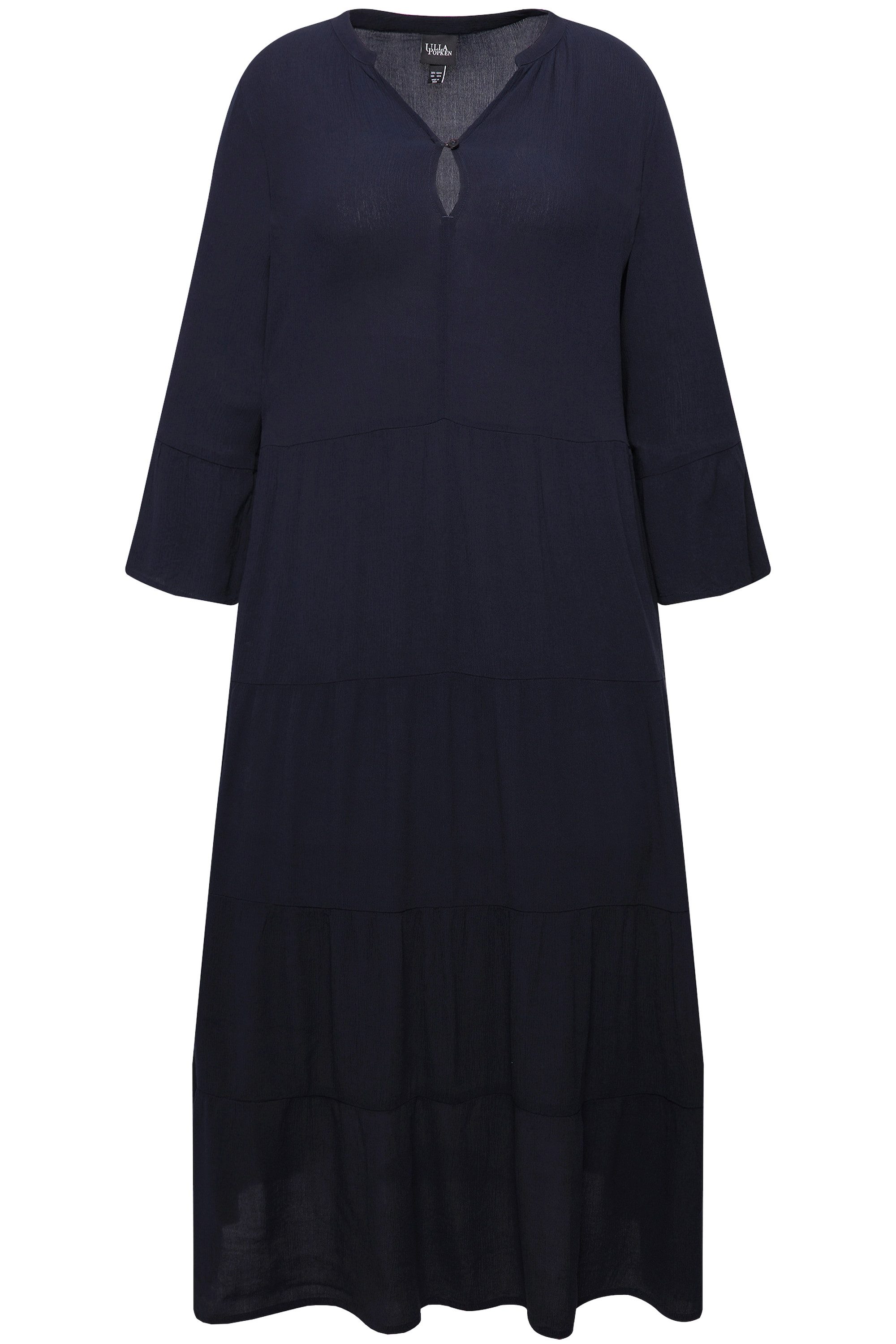 Ulla Popken Midikleid Kleid A-Linie Tunika-Ausschnitt günstig online kaufen