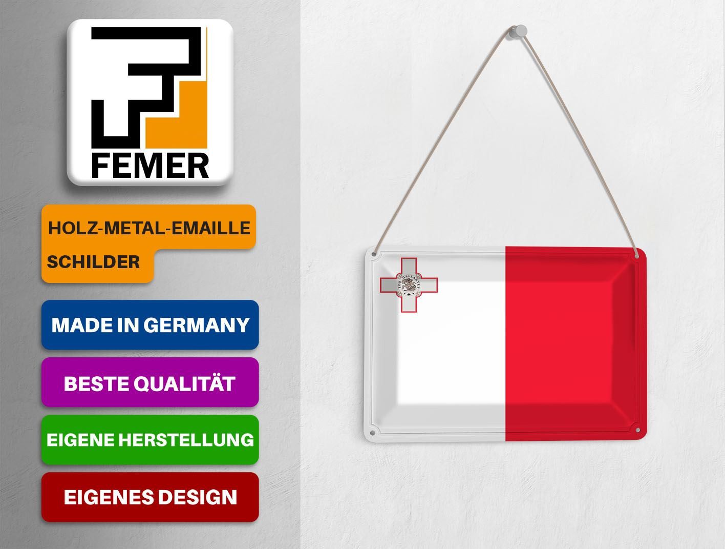 Femer GmbH Postkarte Flagge Maltas 14x10 cm Flag of Malta, unfrankiert
