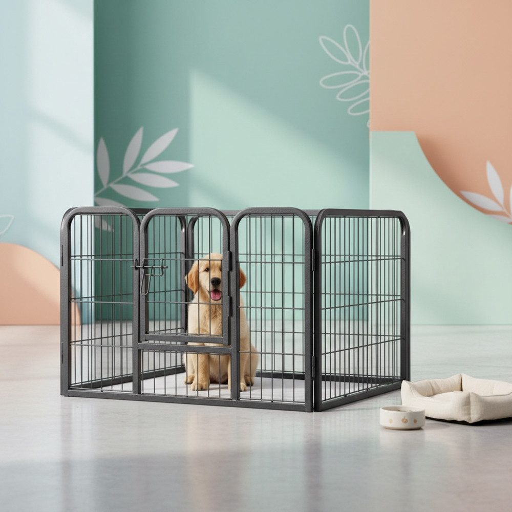 Melko Freigehege Welpenauslauf Freigehege 4 Elemente 91x63x61CM Hund Laufstall, Einfache und schnelle Montage und Demontage