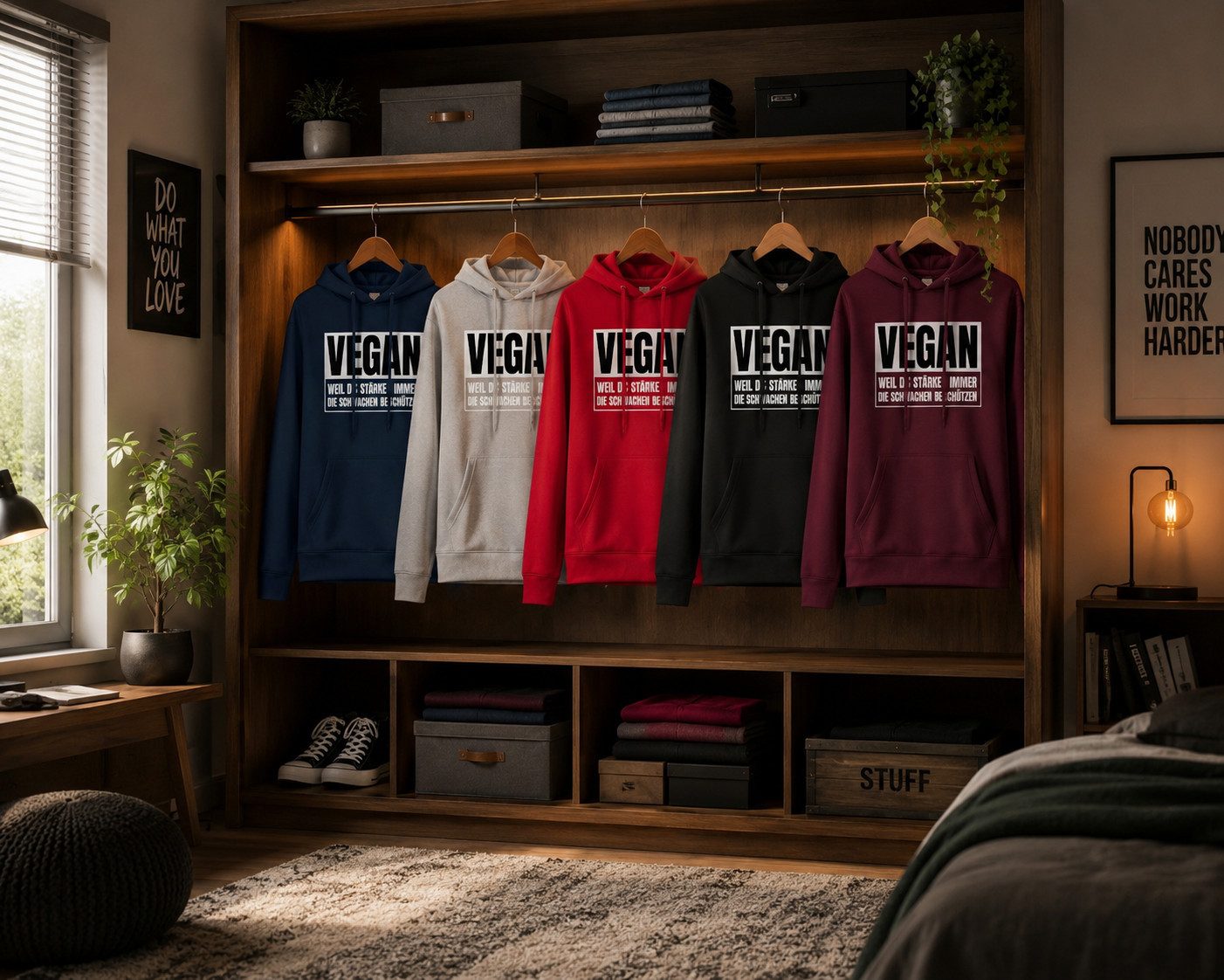 Blondie & Brownie Hoodie Vegan Damen Hoodie Print Tierschutz Typografie Freizeit Mode (Einzelstück, Einzelartikel) Vegan Damen Hoodie Motiv Pro
