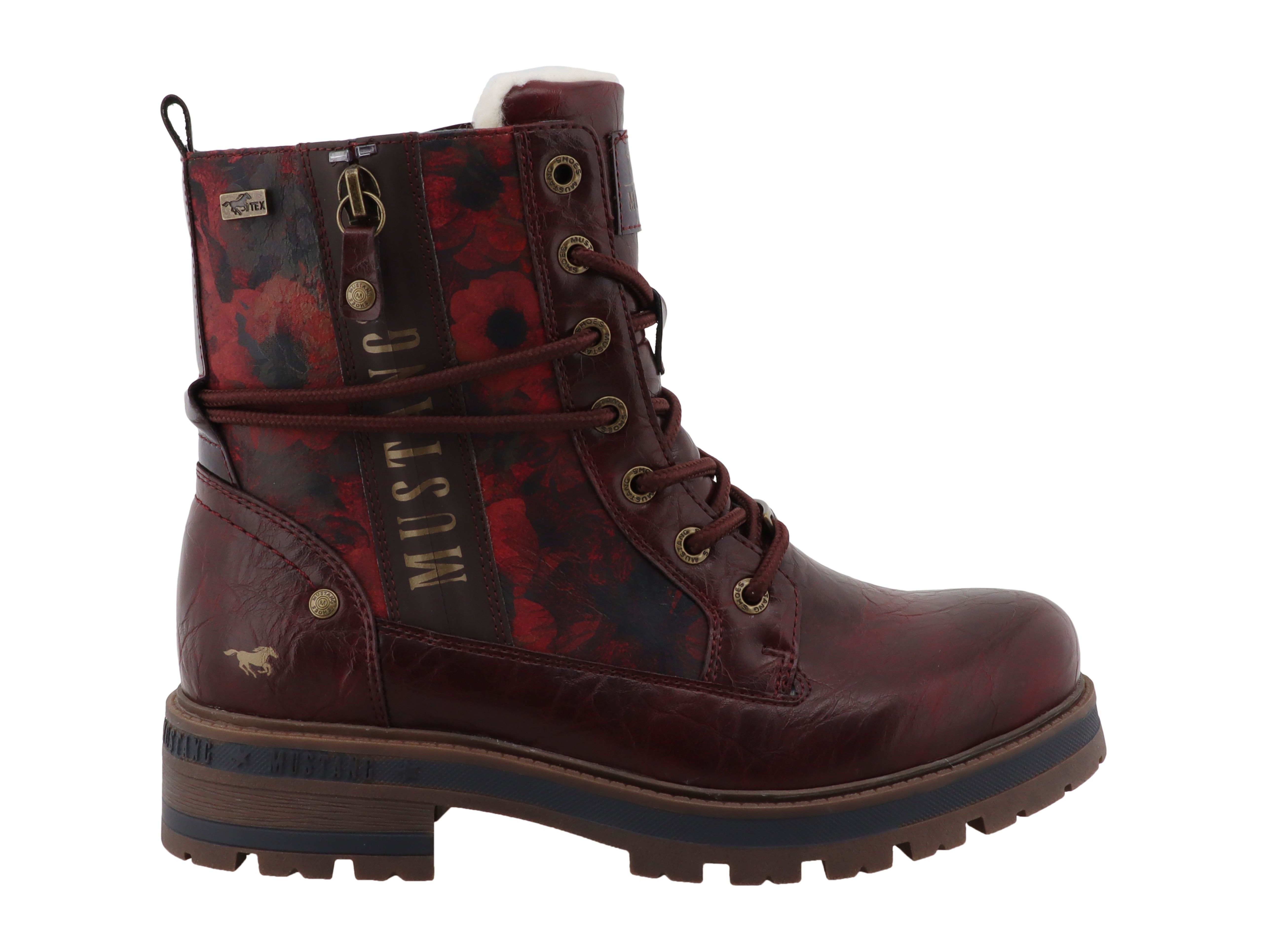 Mustang Shoes Stiefel Winterboots Blockabsatz, Boots mit schaftumwickelnden Schnürsenkeln