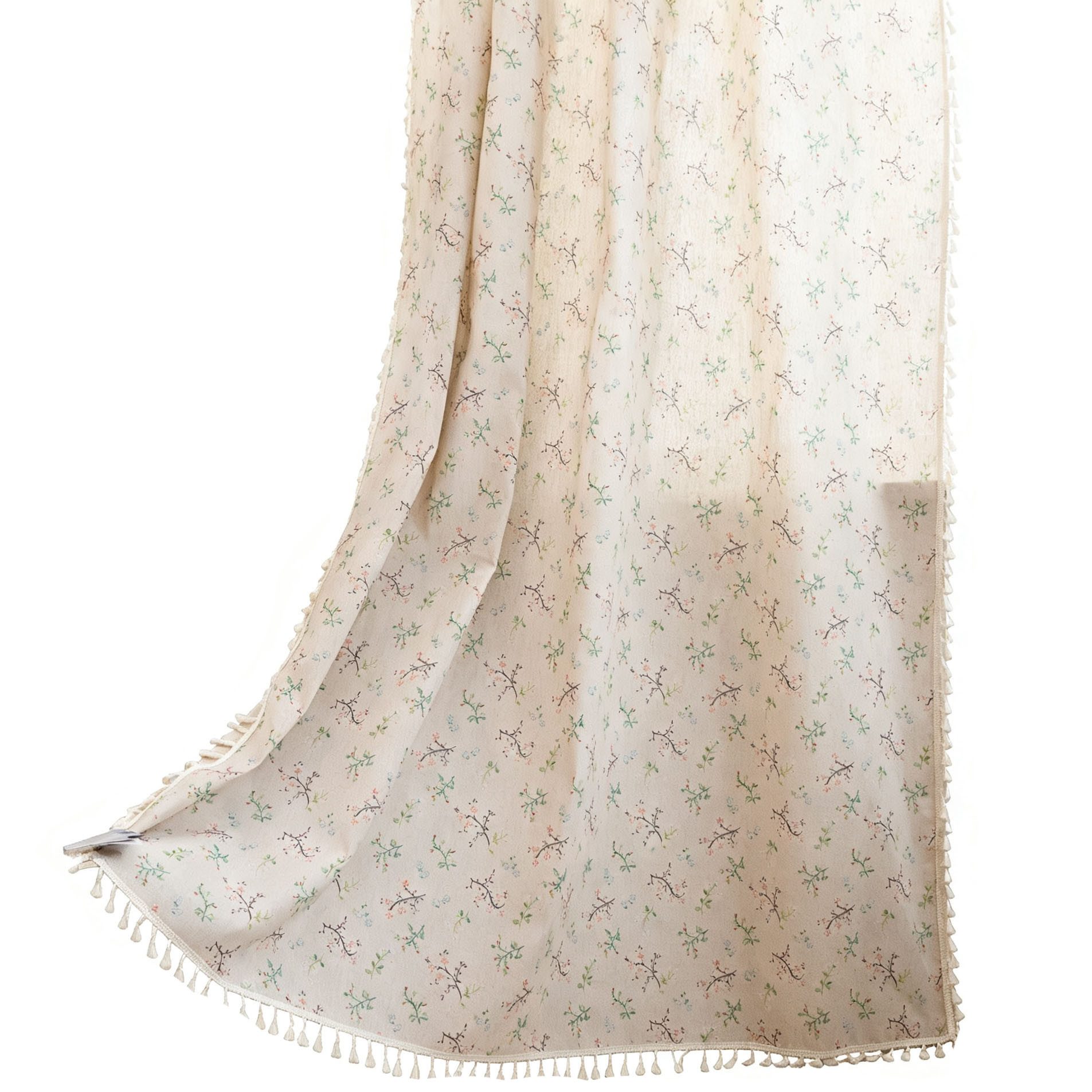 Agger Vorhang Vorhang mit Blumenmuster, Boho-Vorhang, halbtransparenter Vorhang, Geeignet für Wohnräume wie Wohnzimmer, Schlafzimmer usw