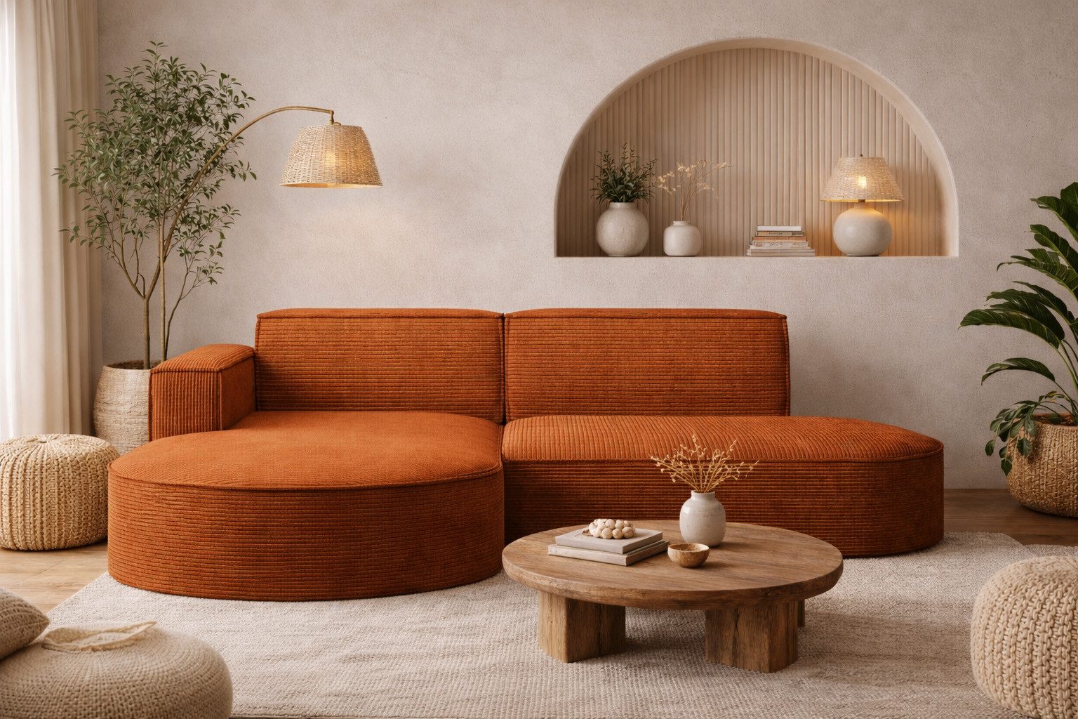 Kaiser Möbel Ecksofa Designer MODENA STUDIO L stoff Cord, Ecksofa, Cord Sofa, L-Form, Links/Rechts wählbar