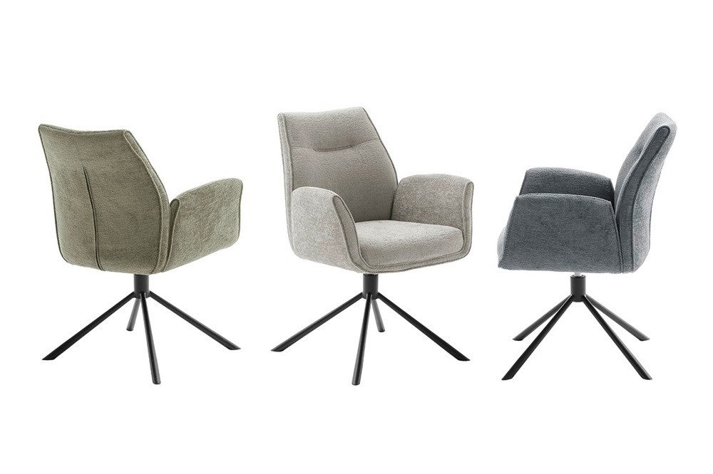 MCA furniture Esszimmerstuhl 2er Set Stuhl Diveria mit Armlehnen, drehbar, olive (2er-Set)