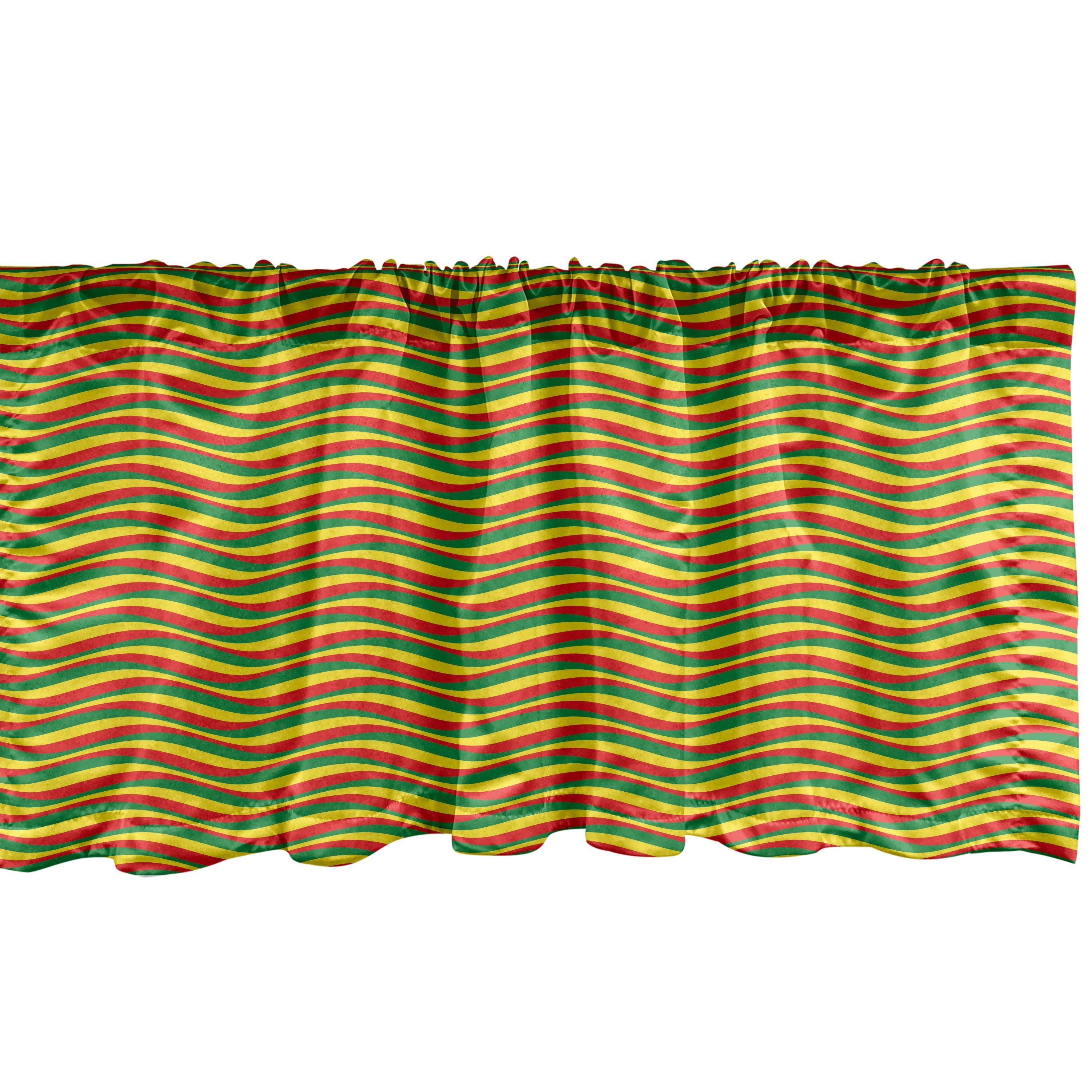 Scheibengardine Vorhang Volant für Küche Schlafzimmer Dekor mit Stangentasche, Abakuhaus, Microfaser, Rasta Ethiopian gewellte Streifen