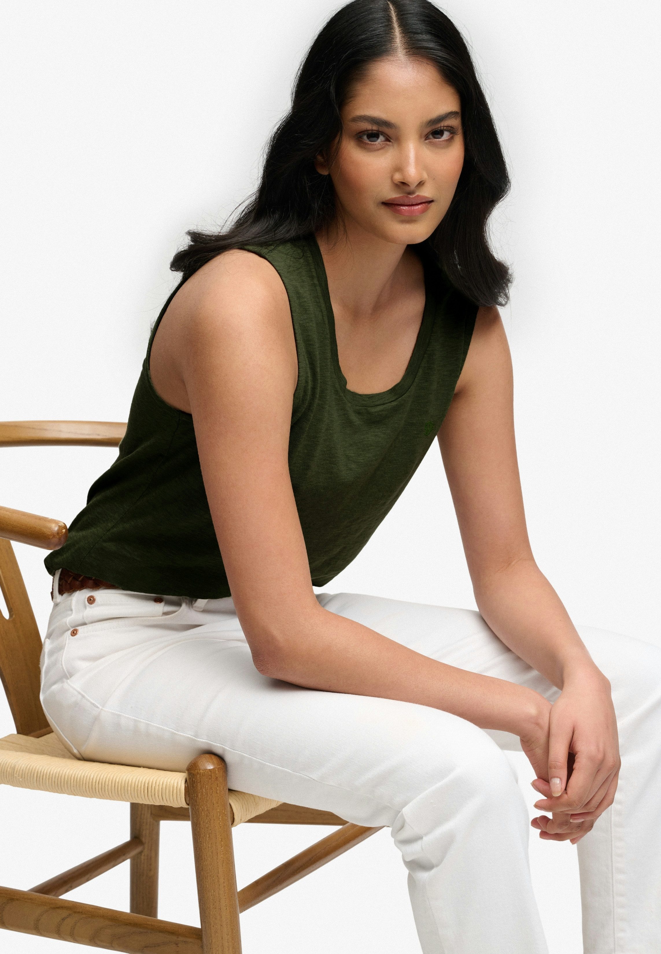 Superdry Tanktop SCOOP NECK TANK Baumwollmischung, regular fit
