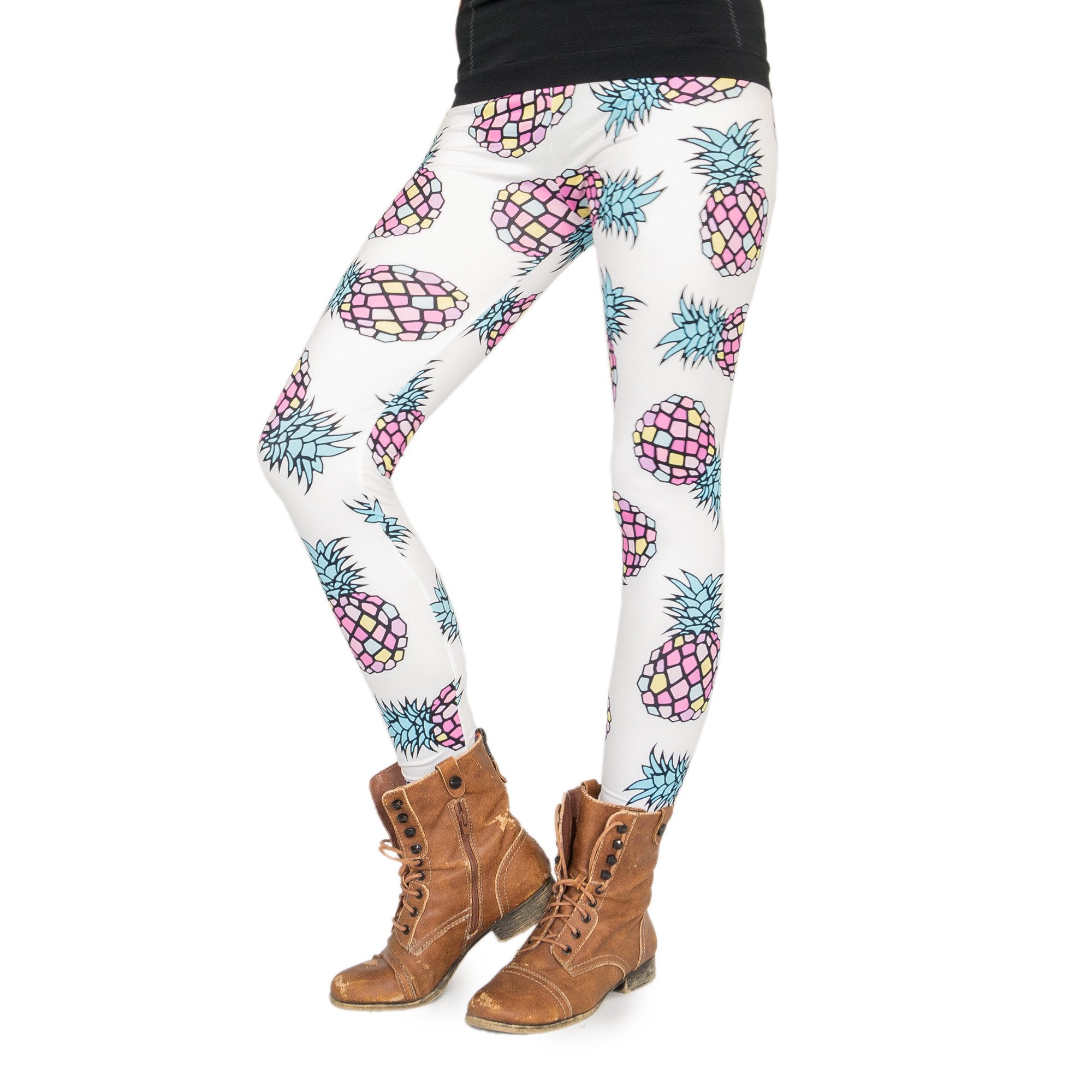Leggings Blumen-Leggings (Einheitsgröße) - Design Ananas Pastell
