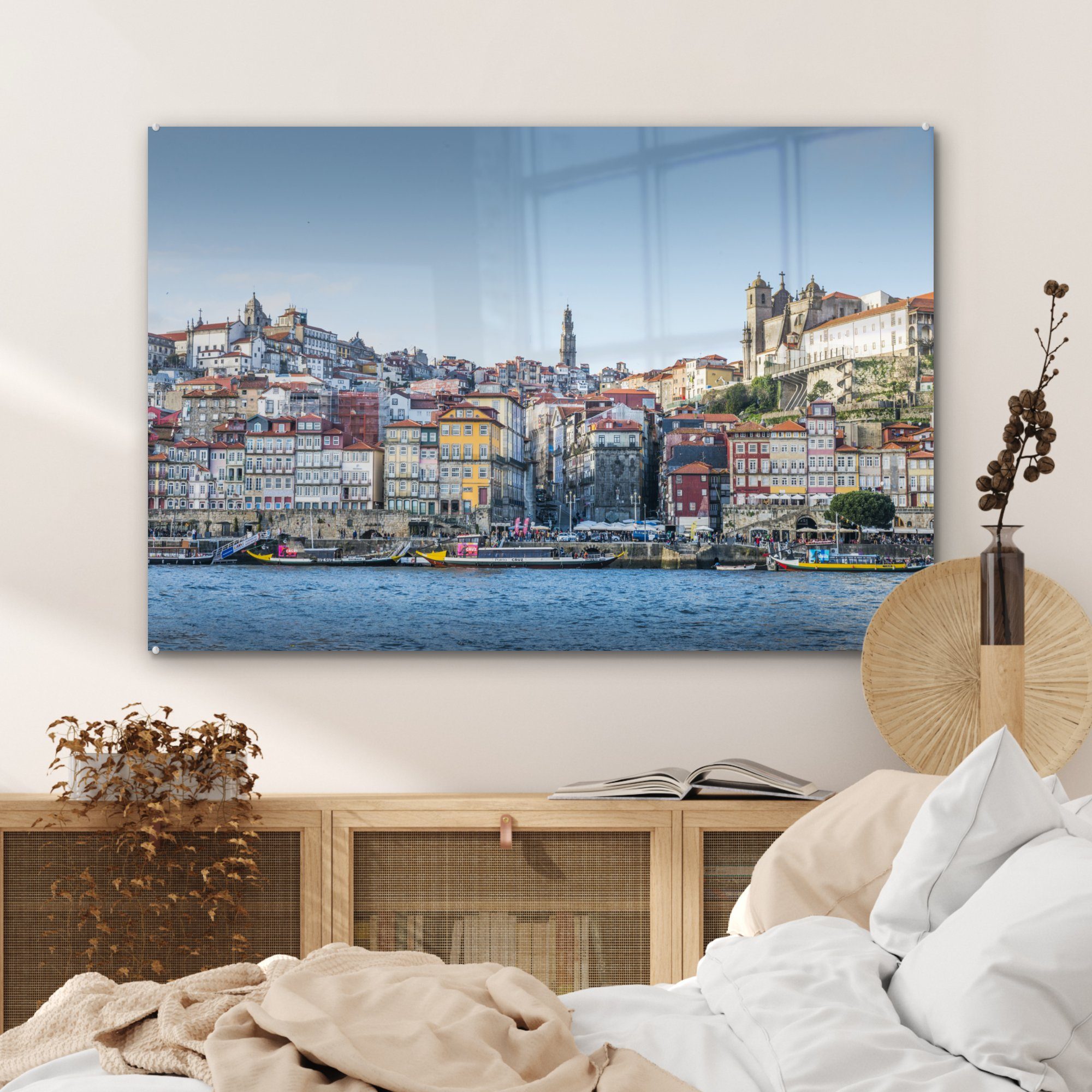 MuchoWow Acrylglasbild St), Portugal, Wohnzimmer & Schlafzimmer Acrylglasbilder Boot - - (1 Wasser