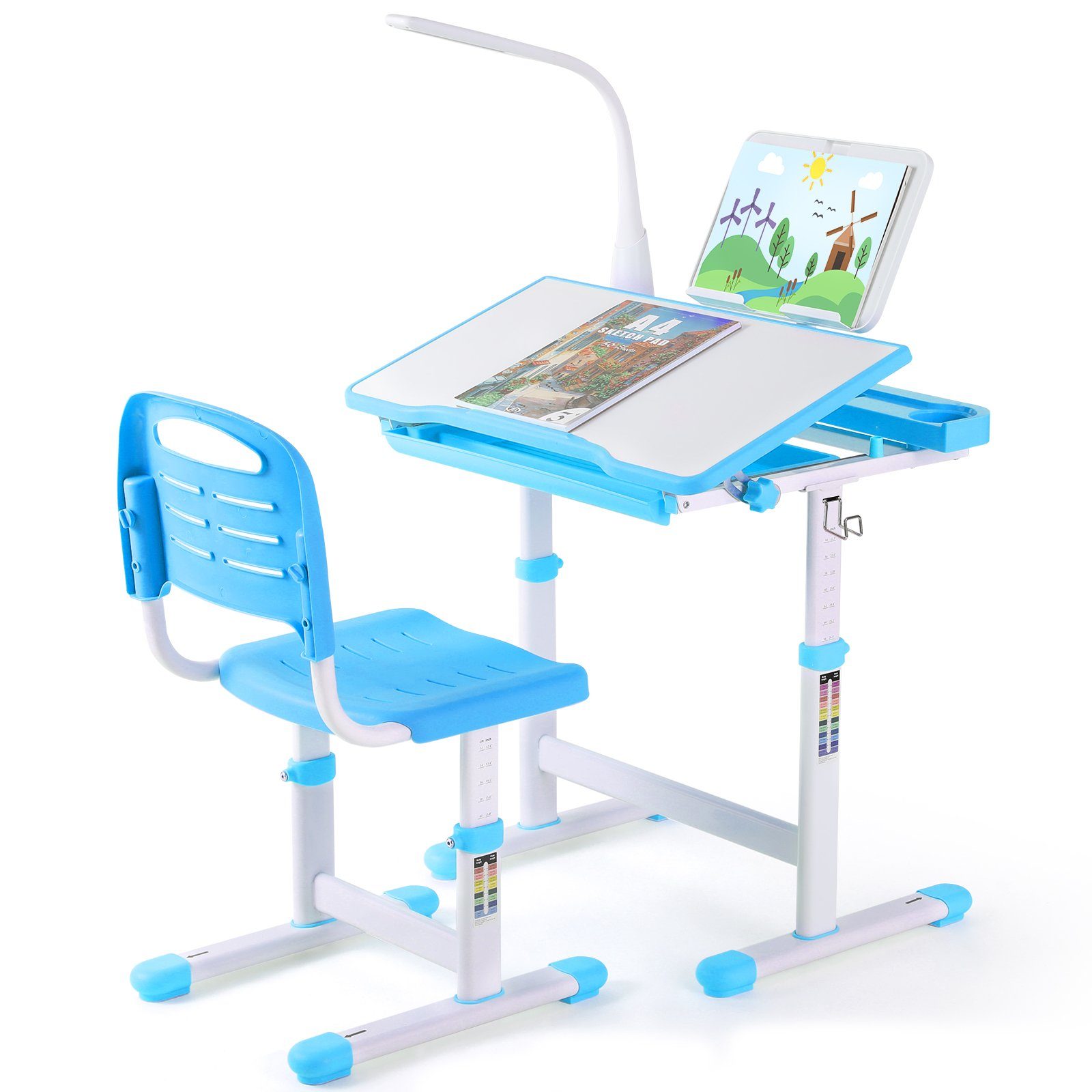 TLGREEN Kinderschreibtisch,Schülerschreibtisch mit Lampe,Höhenverstellbarer günstig online kaufen