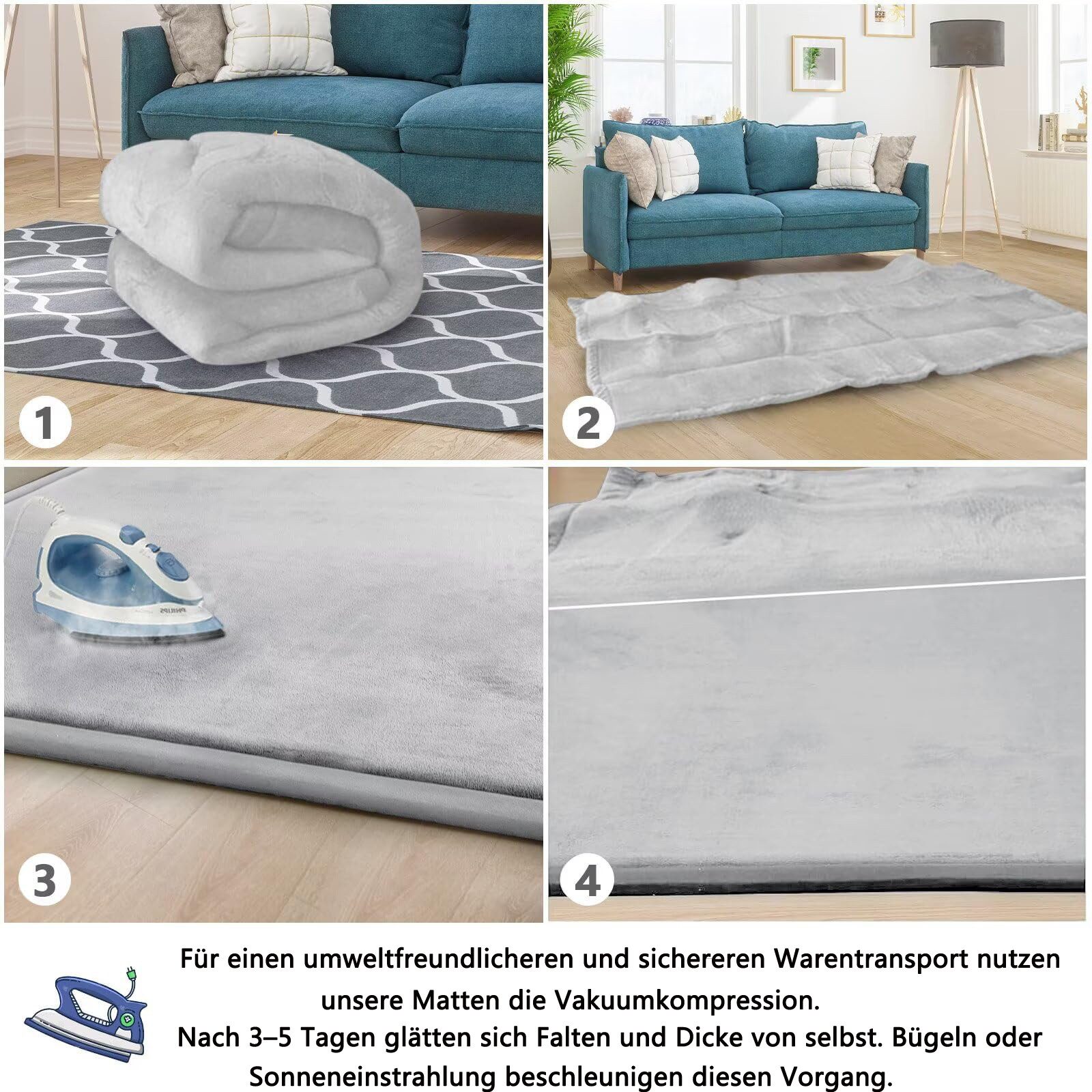 Diwzbyn Spielmatte Baby Spielmatte 80x200cm, 2cm dicke Krabbelmatte für Babys&Kleinkinder, weiche gepolsterte Spiel- und Krabbelunterlage, rutschfest – Bild 5 von 5