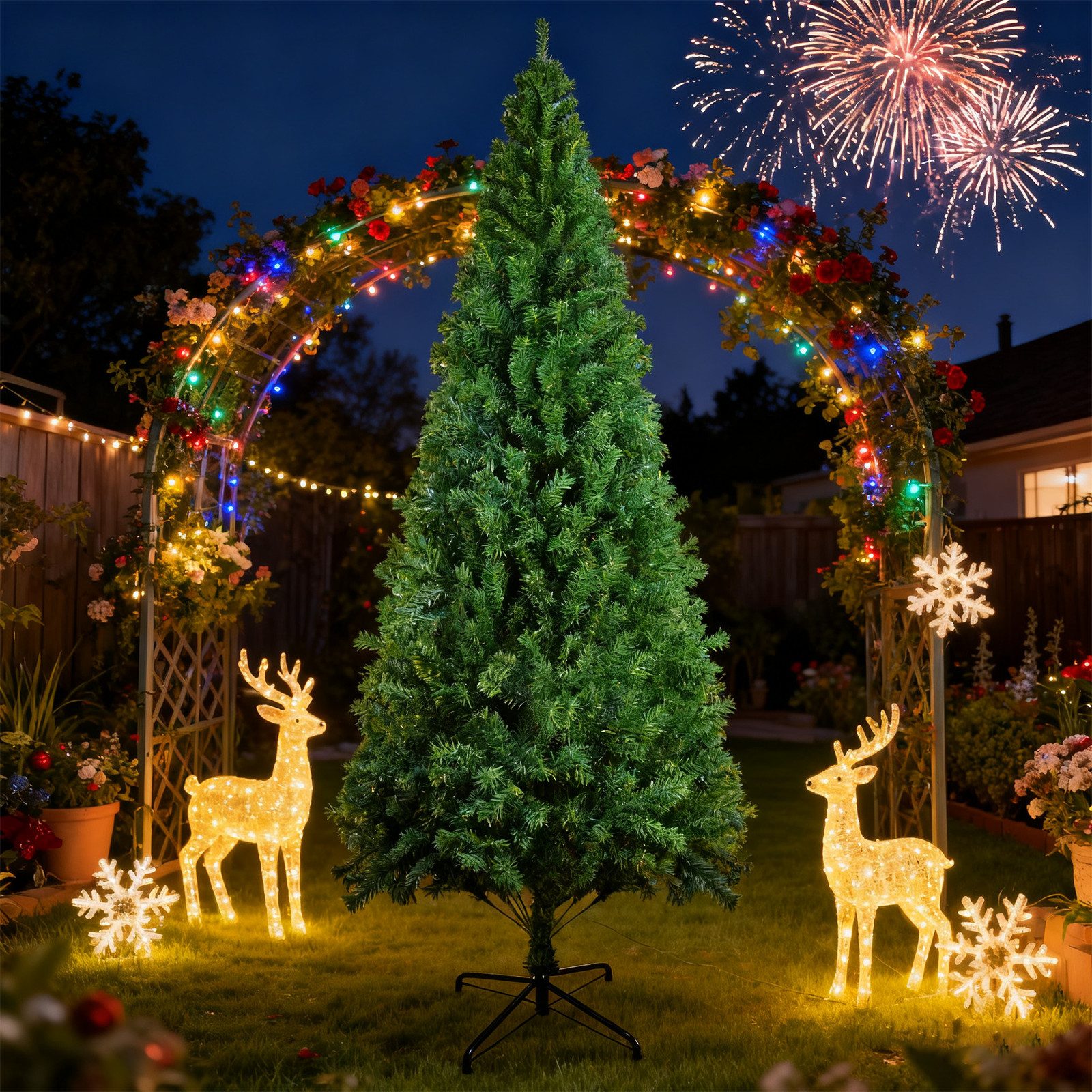 Nettlife Künstlicher Weihnachtsbaum 210 cm Grün stabilem Metallständer Tannenbaum PVC, für eine festliche Raumwirkung, Christbaum Künstlich
