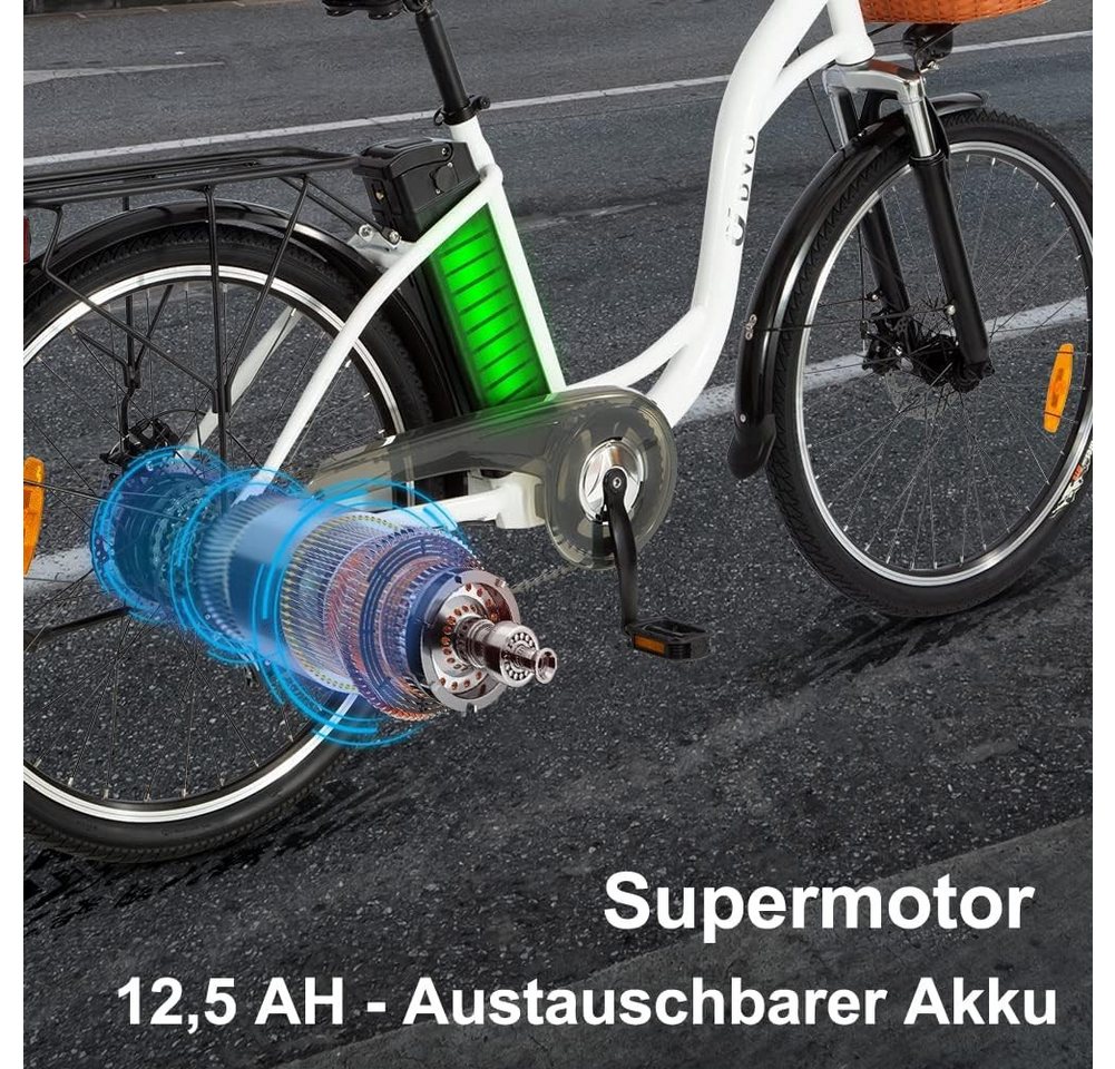 Thumbnail - DOTMALL E-Bike Cityrad DYU EBike 26 Zoll Fahrrad Elektro mit 12.5Ah 36V Abnehmbarer Akku