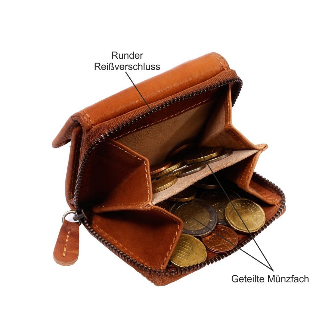 Frauen Brieftasche, Börse Reißverschluss, Damen Leder RFID Schutz Portmonee Portemonnaie SHG Münzfach, Geldbeutel Kreditkartenfächer, Geldbörse