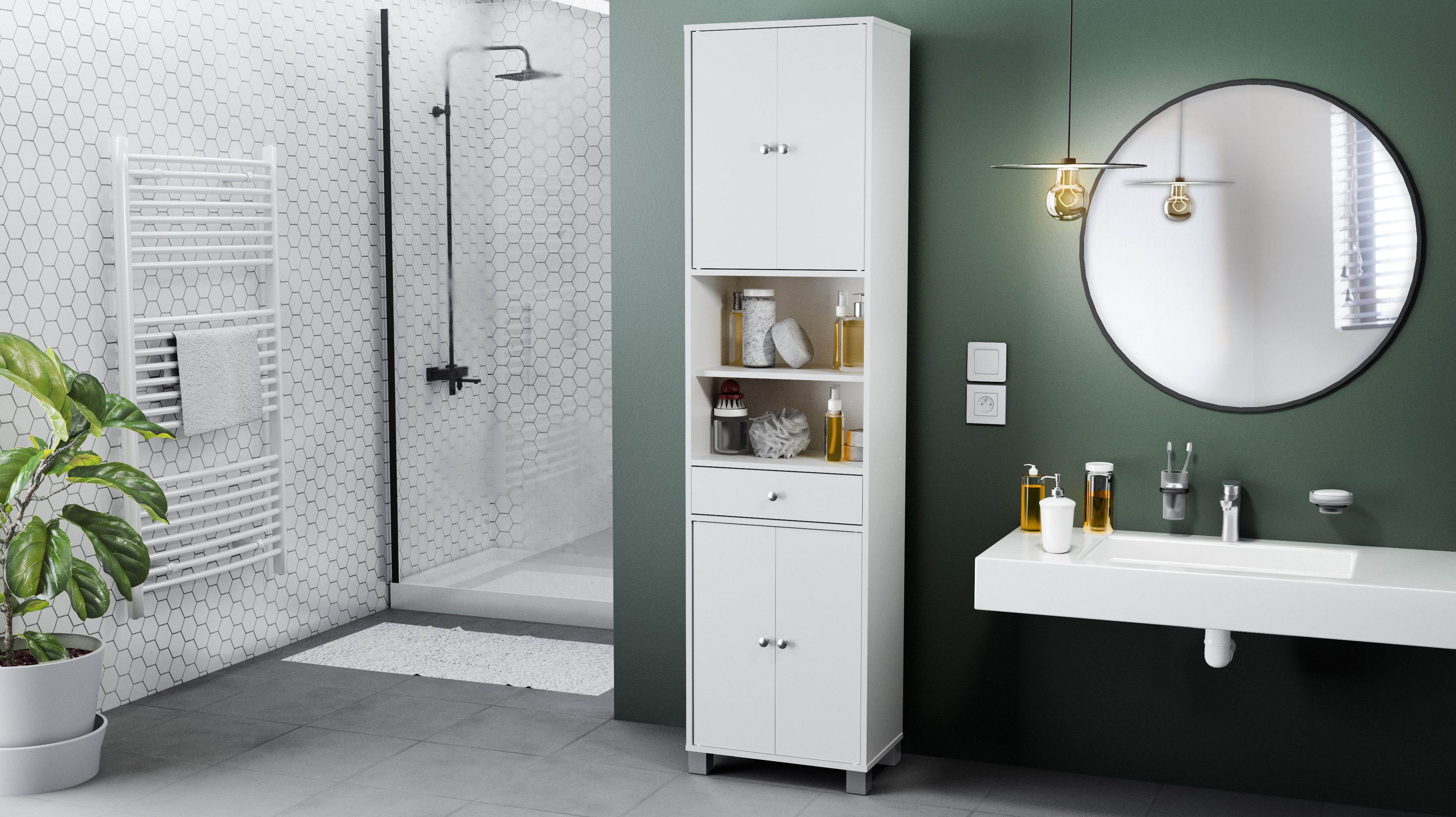 habeig Hochschrank Badschrank Mehrzweckschrank Regal Schrank 3143 günstig online kaufen