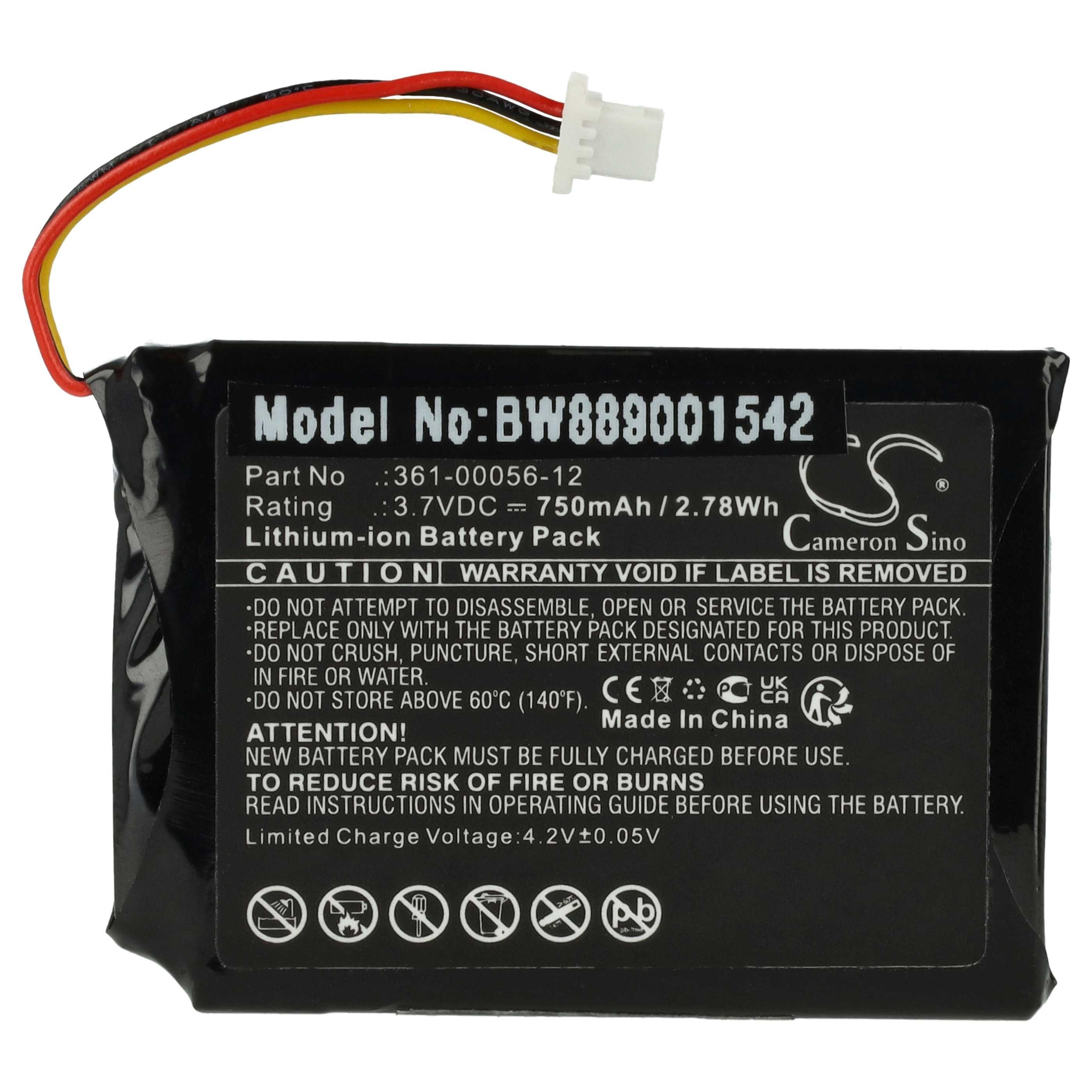 vhbw Akku Ersatz für Garmin 361-00056-12 für Navigationssystem (750 mAh, Akku Akku Li-Ion 750 mAh (3,7 V, 1 St), Leistungsfähiger Austausch-Akku für Navigationsgerät, Wiederaufladbar