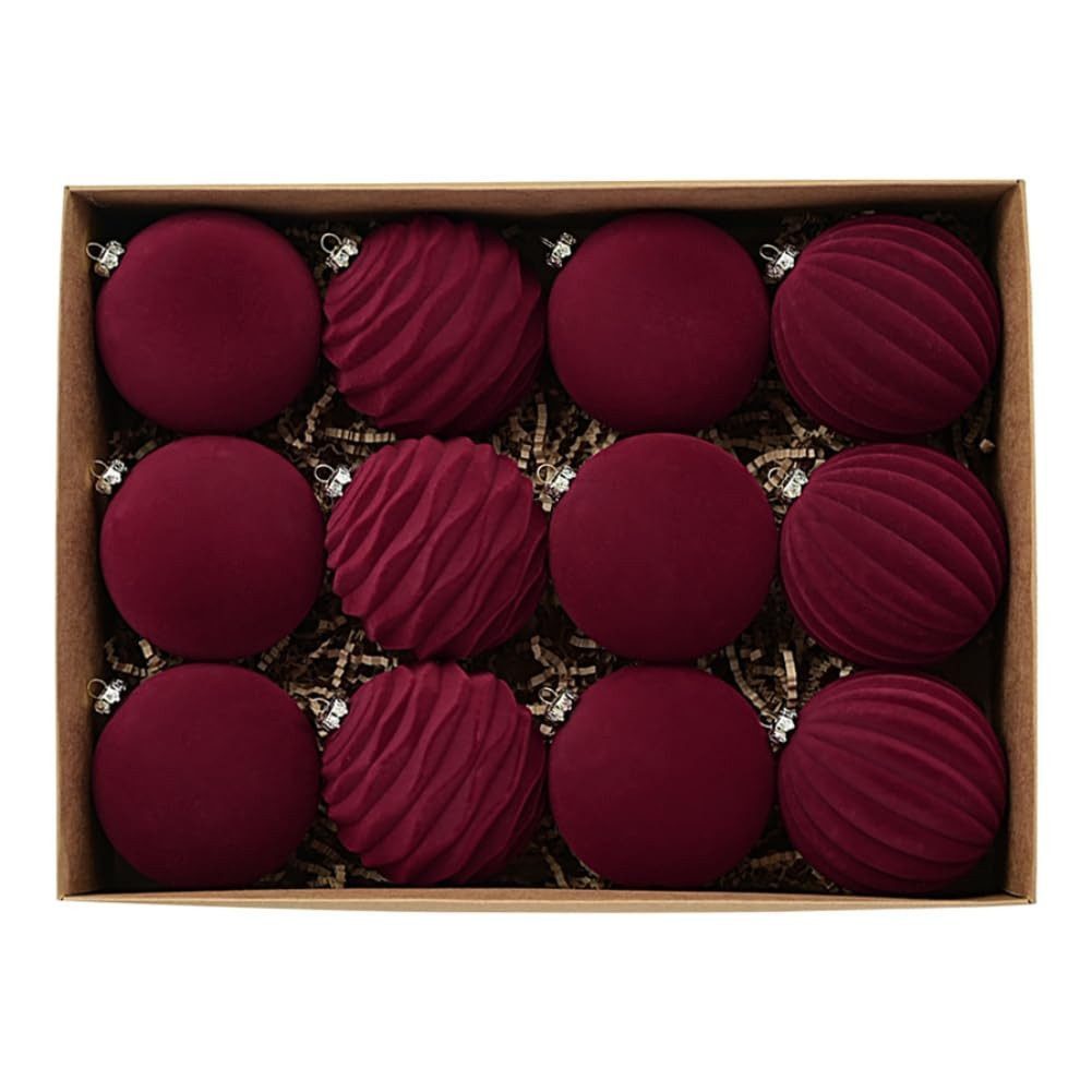 Bomiclss Weihnachtsbaumkugel Weihnachtskugeln, 12 Stücke Weihnachtskugeln Samt Set (12 St), Christbaumkugeln Set, Weihnachtsdeko Innen Aussen