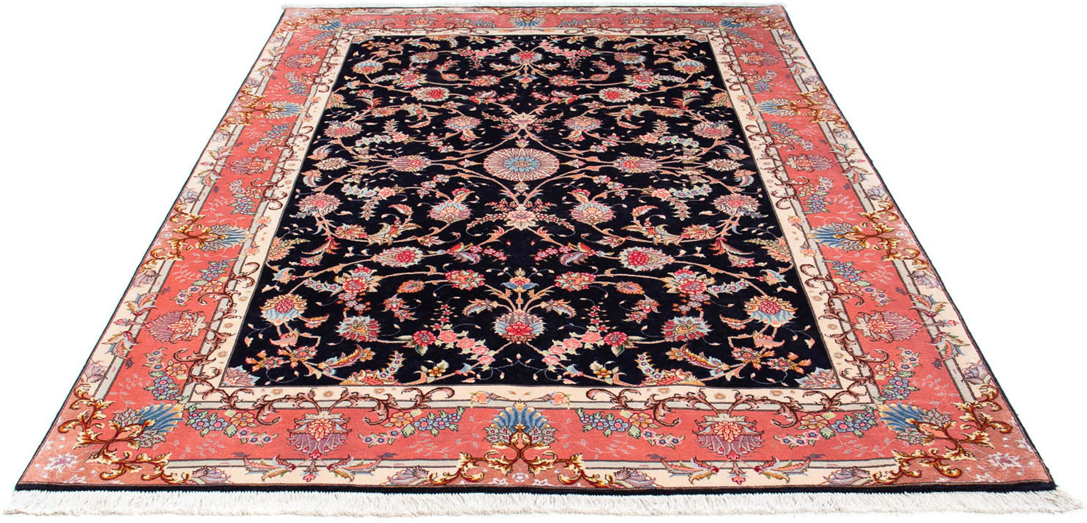 Orientteppich Perser - Täbriz - Royal - 238 x 172 cm - dunkelblau, morgenland, rechteckig, Höhe: 7 mm, Wohnzimmer, Handgeknüpft, Einzelstück mit Zertifikat