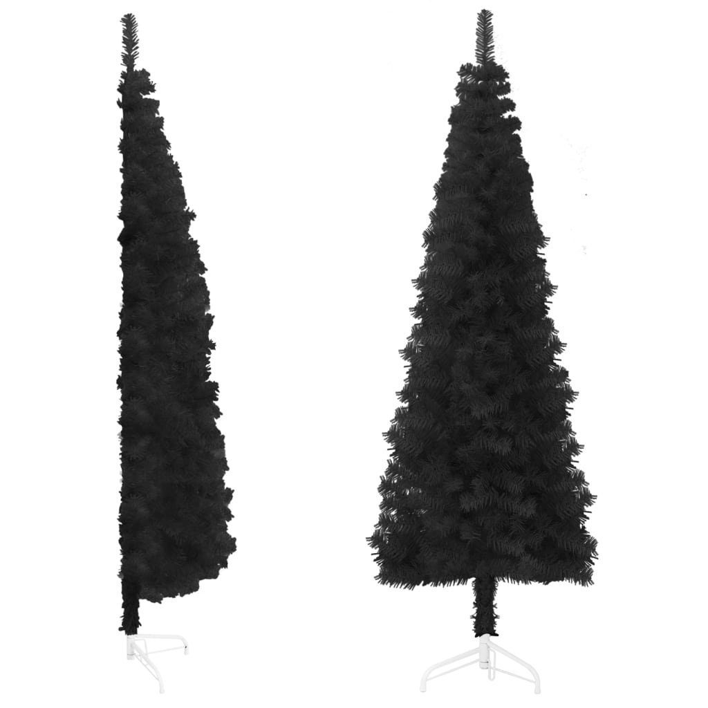furnicato Künstlicher Weihnachtsbaum Künstlicher Halb-Weihnachtsbaum Ständer Schlank Schwarz 210 cm