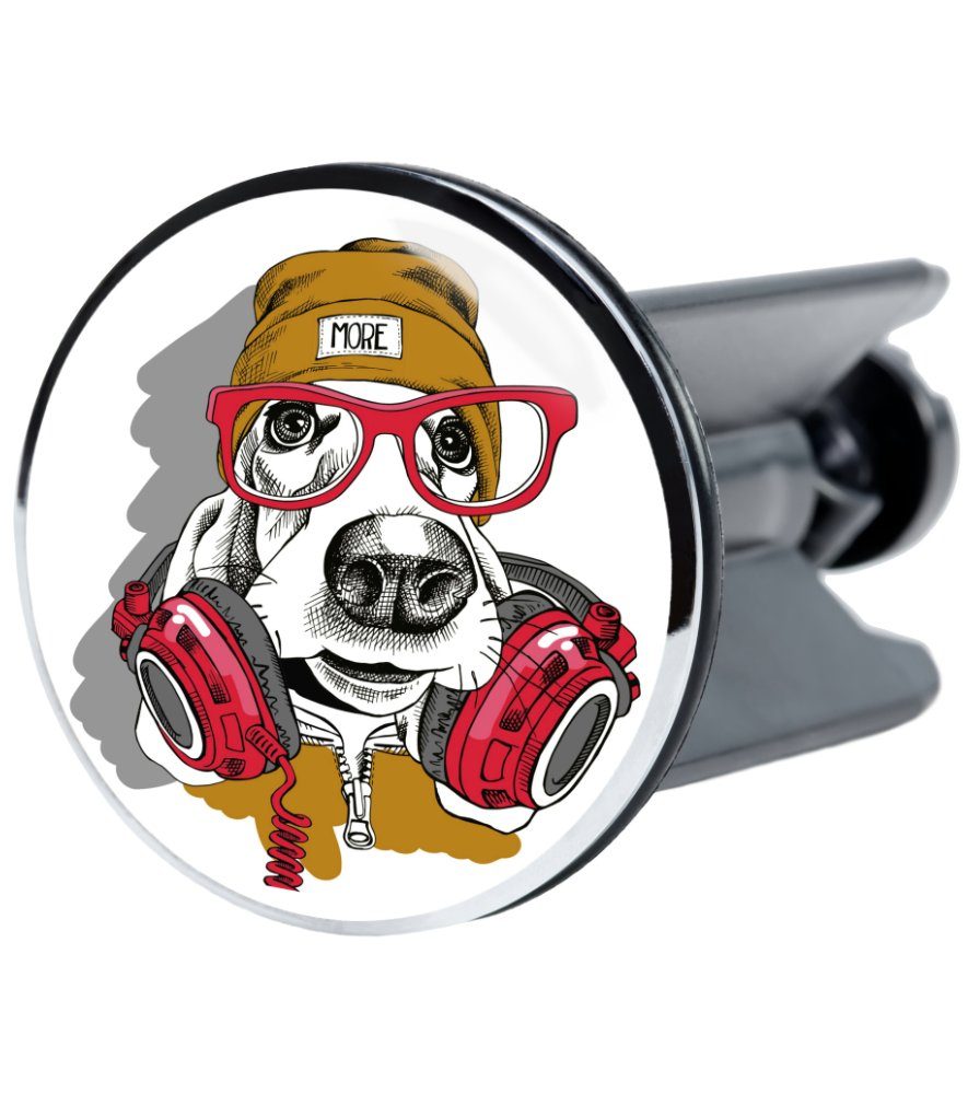 Sanilo Waschbeckenstöpsel Cool Dog, Ø 4.0 cm, hochwertig, universell, mit Motiv, 100% wasserdicht