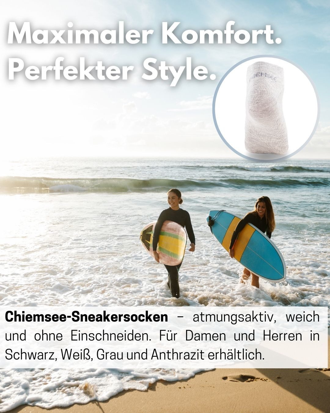 Chiemsee Sneakersocken 10 Paar Damen und Herren kurze Socken aus Baumwolle mit Komfortbund