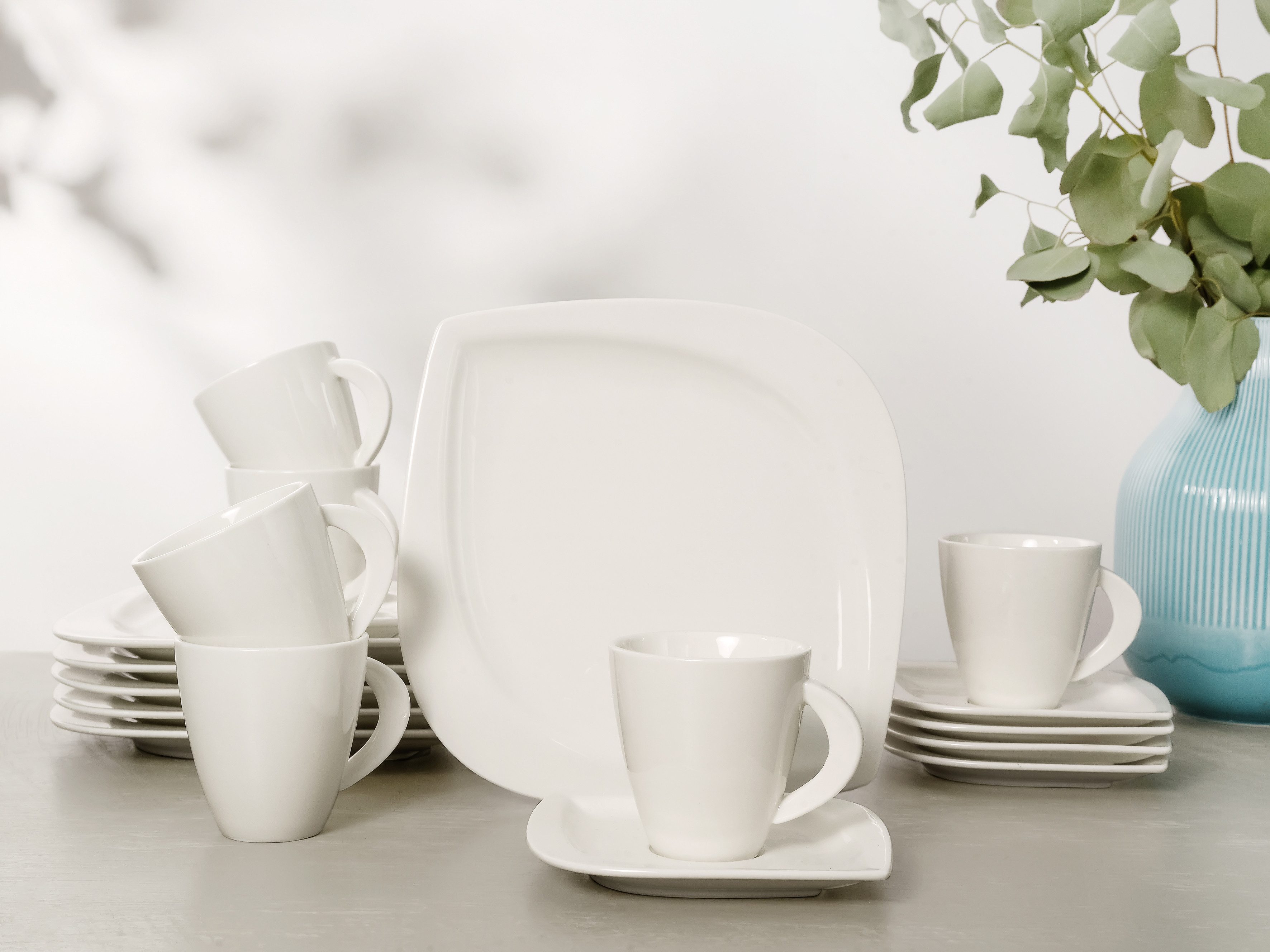 CreaTable Kaffeeservice Melbourne (18-tlg), 6 Personen, Porzellan, extravagante Form