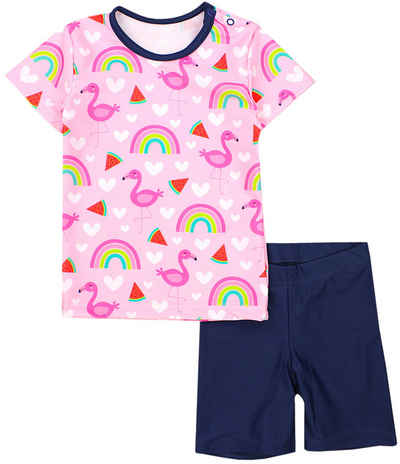 Aquarti Badeanzug Baby Mädchen Zweiteiler Kinder Badeanzug Set Shirt Badehose UV-Schutz