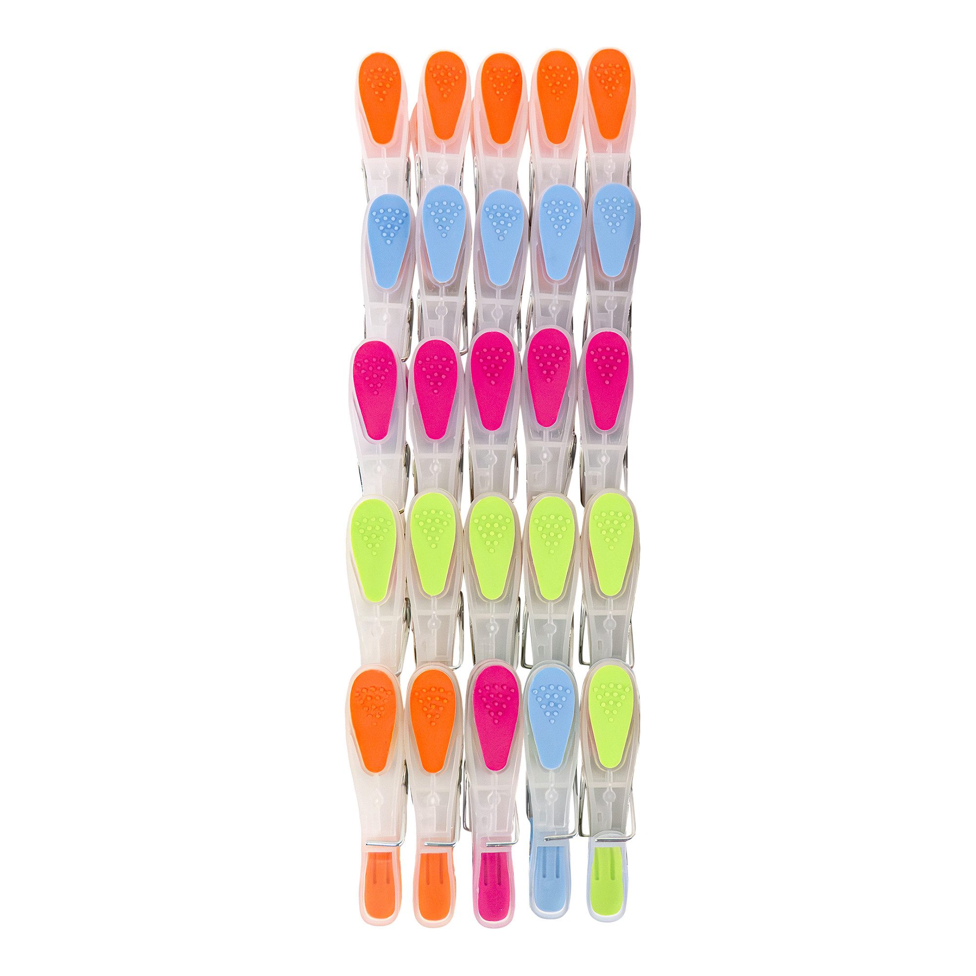 SOHFA Wäscheklammern 50 Stück Soft Grip ohne Abdruck - Wäscheklammern groß bunt Kunststoff, buntes Klammern Set