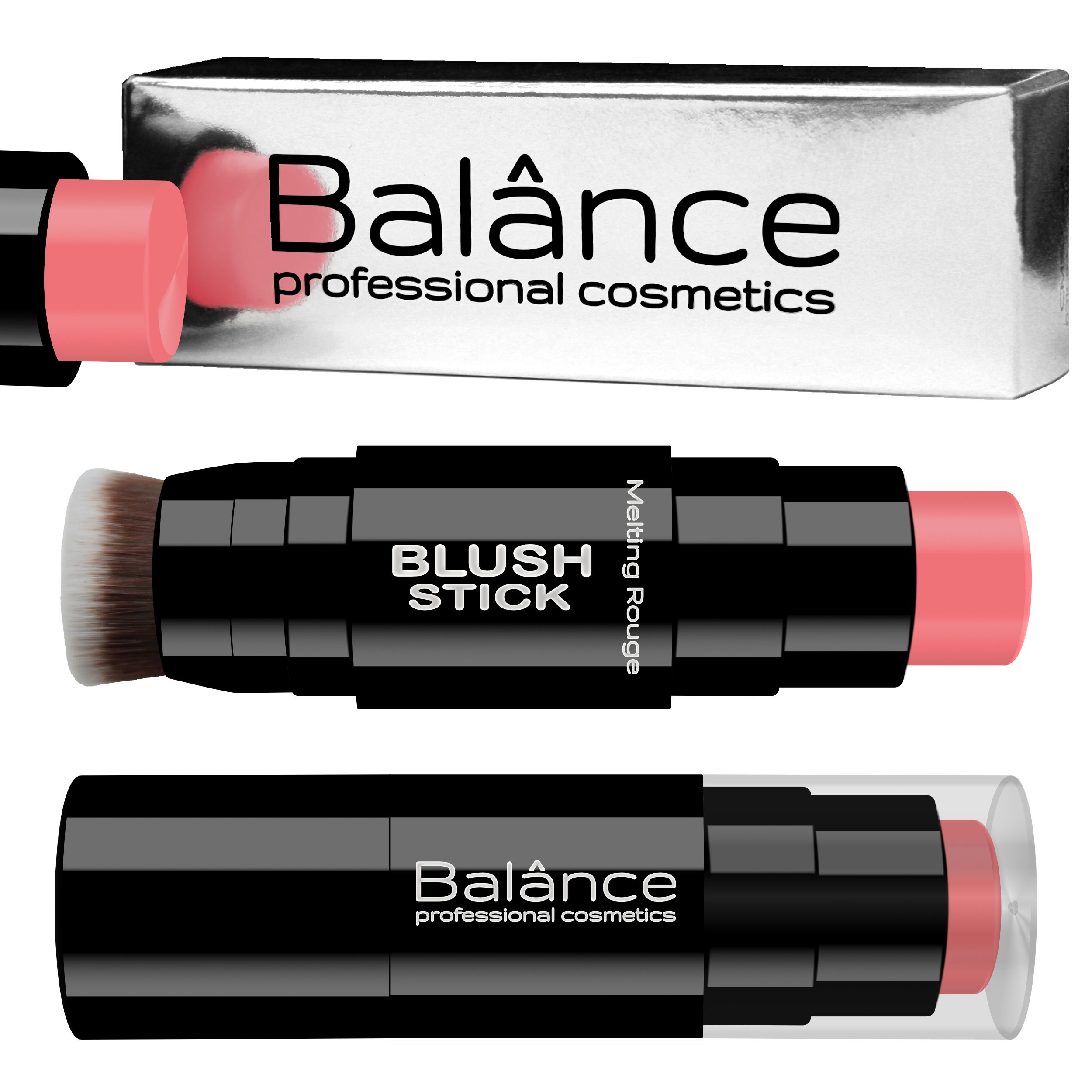 Balânce Make-up Stick Blush Stick 4 Farben Kabuki Pinsel leuchtender Teint, mit integriertem Kabuki-Pinsel, Blush Stift mit cremig wohlriechender Textur