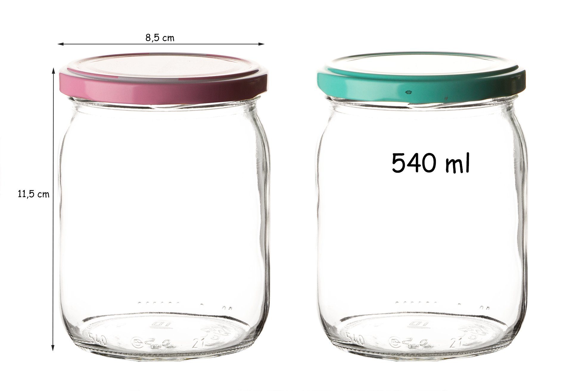 Sturzglas, rosa 12er 540ml Set Einmachgläser Glas, BigDean Deckel Einmachglas pastell-grün (12-tlg)